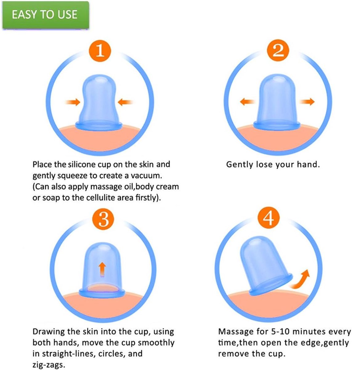 Cellulite Cups - Cupping For Cellulite - Premium Quality Cupping Set (7-Piece) - Cupping Cups - Full Body - Cupping Cups Massage - For Face, Arms And Legs - Blue - Vacuum Silicone Cupping Set - Anti-Orange Peel - Anti-Cellulite Massage - Image 4