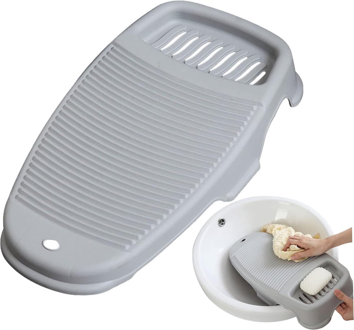 Washboard - Mini Hand Washboard - Underwear Washboard - Washboard for Children - Non-slip - Household Use for Students - Used for Washing Clothes and Small Items by Hand - Perfect for Washing Clothes and Socks - Plastic - Grey - Image 1