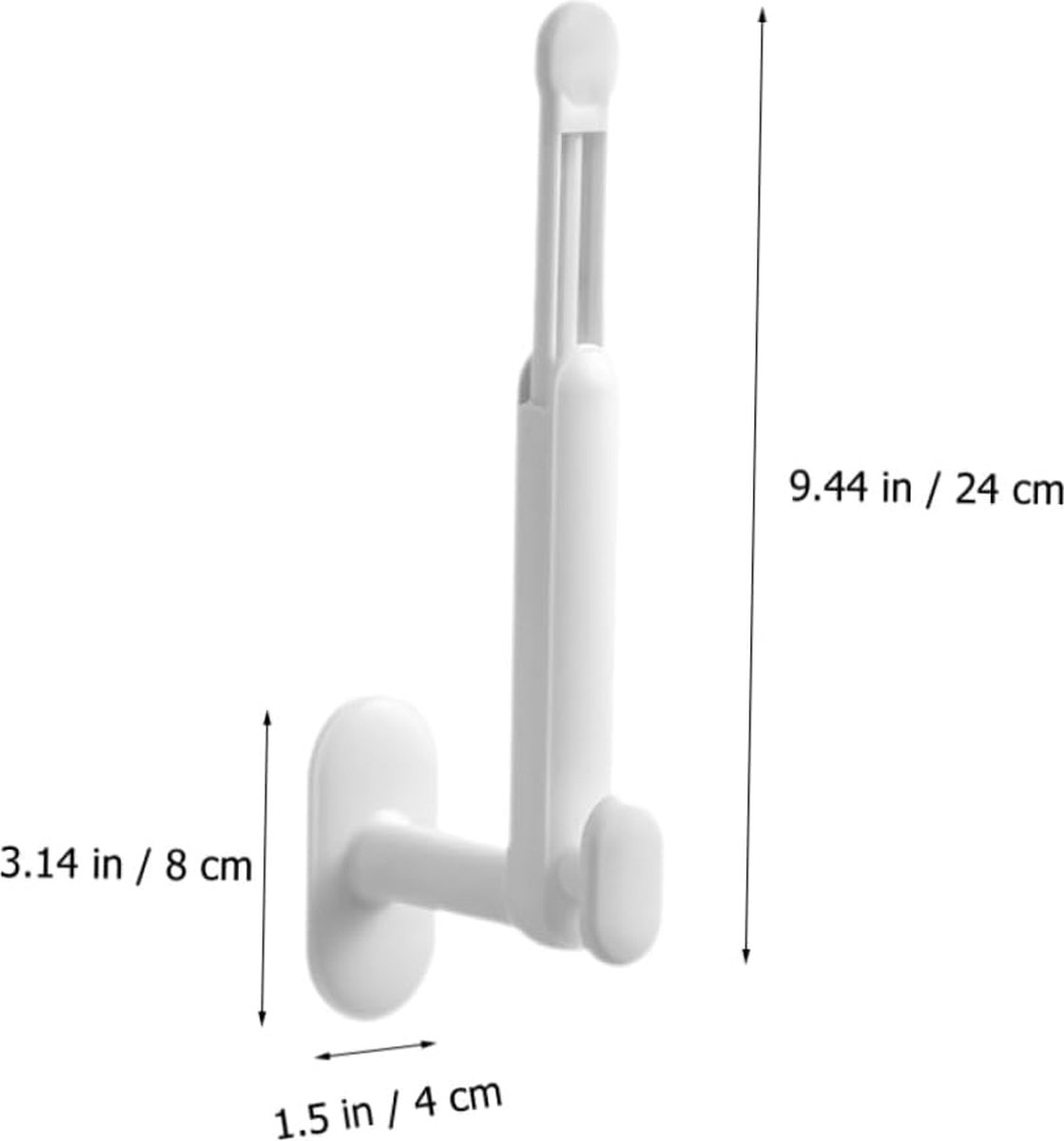 Towel Hook - 2 Pieces - Wall Hook - Coat Hook - Hanging Hook - Adjustable Hook - Hooks - Towel Hooks - Kitchen Roll Holder - No Drilling Required - Stainless Steel - Self-Adhesive - Tea Towel Hanger - For Kitchen/Bathroom/Garage/Office - White - Image 5