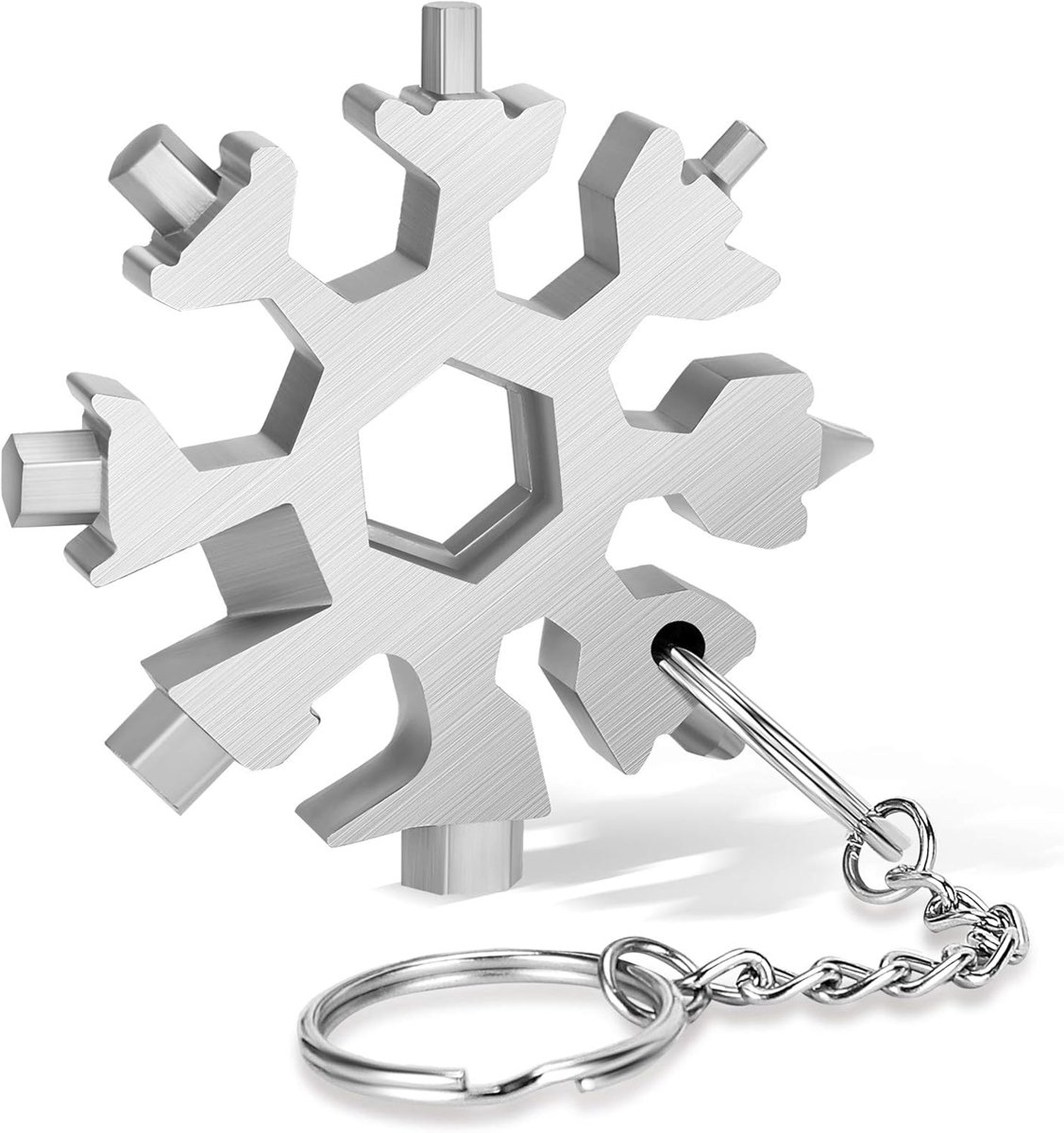 18-in-1 - Snowflake Keychain - multi-tool portable keychain - Wrench - screwdriver - bottle opener - Multi-tool - universal tool - multi-tool card - compact - pocket - outdoor adventure tool - Gift - stainless - Image 1