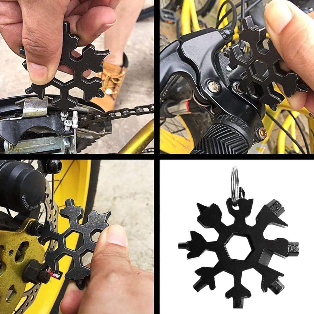 18-in-1 - Snowflake Keychain - multi-tool portable keychain - Wrench - screwdriver - bottle opener - Multi-tool - universal tool - multi-tool card - compact - pocket - outdoor adventure tool - Gift - stainless - Image 4