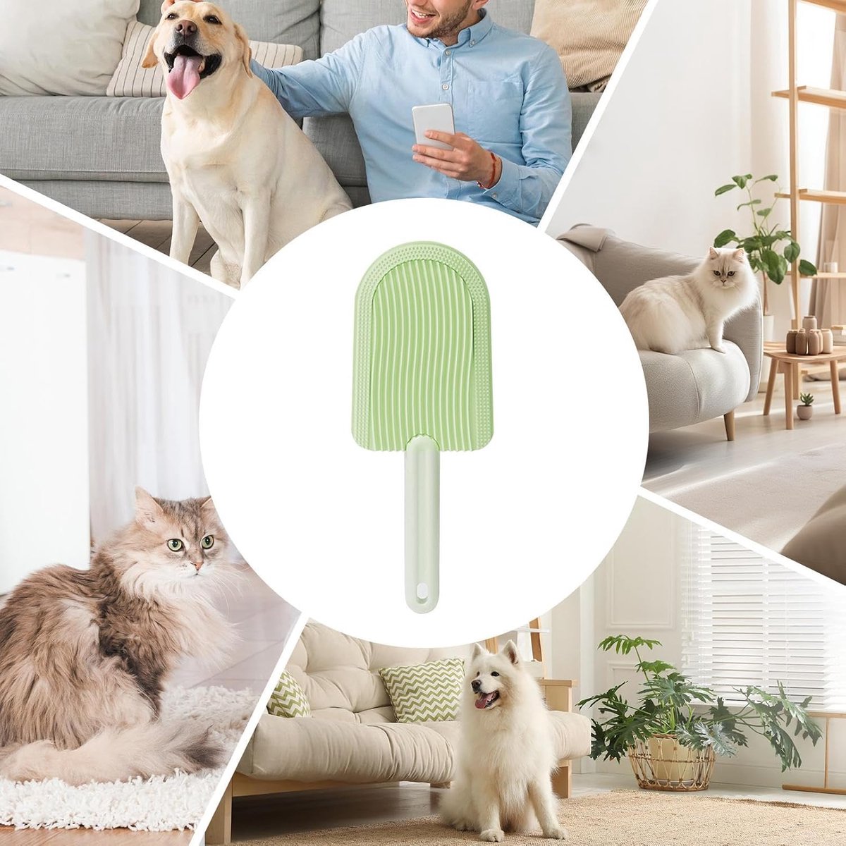 Pet Beauty Comb - Hair Remover - Pet Brush - Cat Comb - Dog Comb - Remove Floating Hair - Cat Hair Remover - Cleanable Floating Hair - Universal - For Cat And Dog - Remove Tangled Hair - Light Green - 1 Piece - Image 3