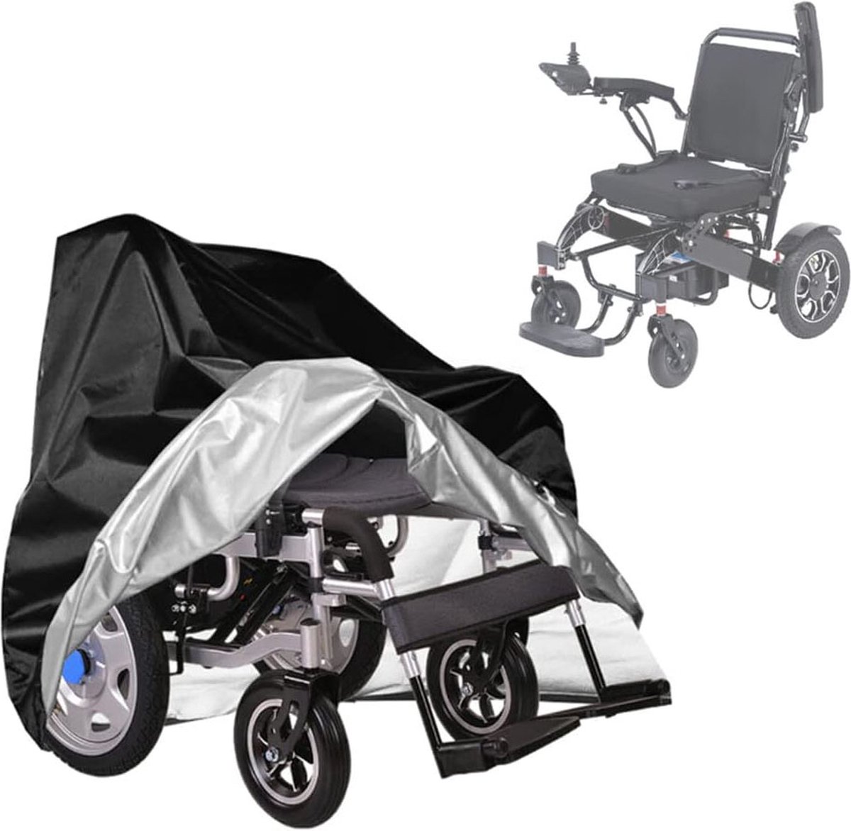 Wheelchair Protective Cover - Universal - Wheelchair Cover - Premium Wheelchair Cover - 130 x 115 x 75 Cm - With Drawstring - Mobility Scooter Protective Cover - Rain Cover - Waterproof - Wheelchair - Black - Image 1