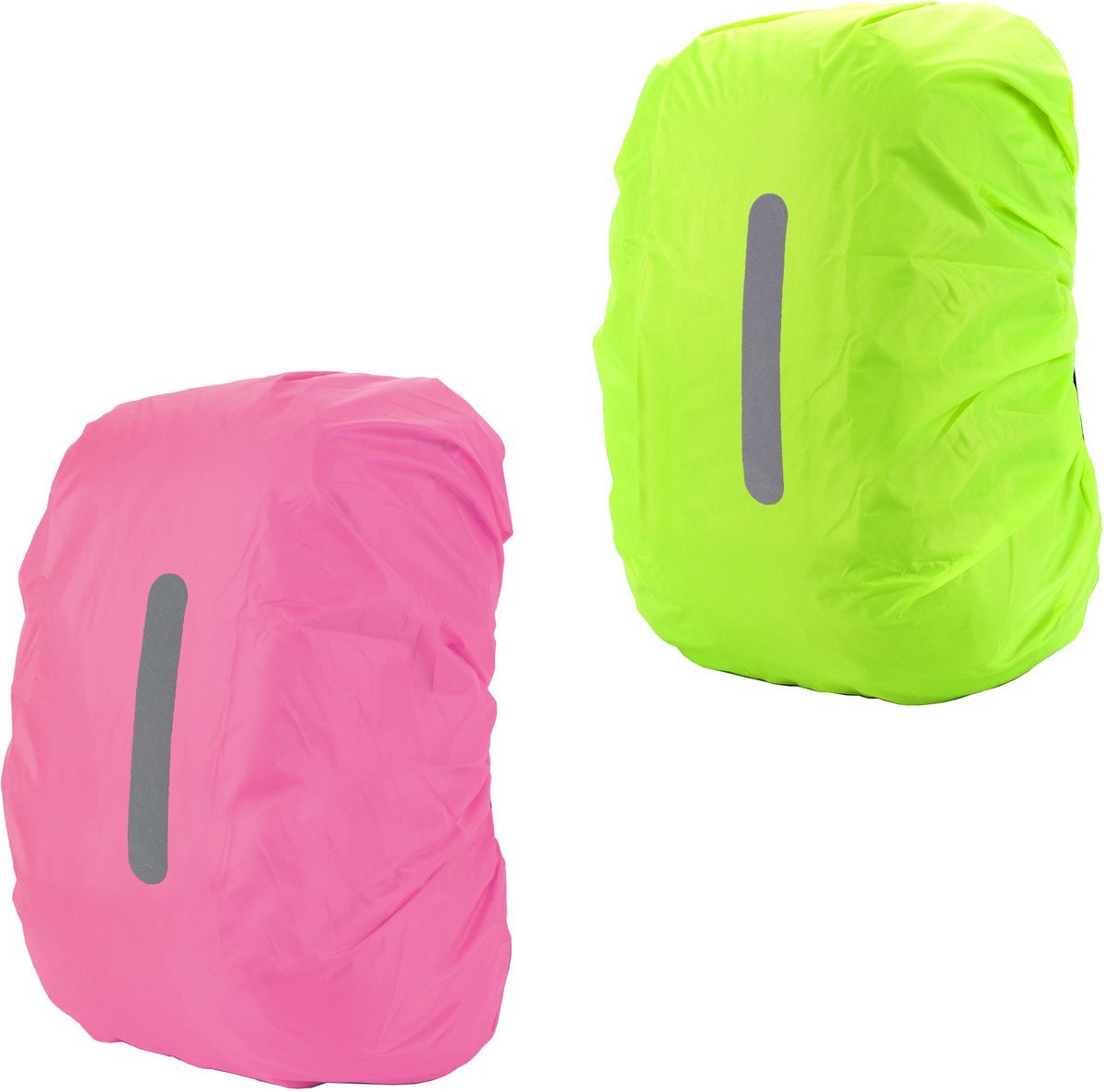 2-Piece Waterproof Backpack Cover - Reflective Rain Cover Backpack - 30 to 40 Liters - Waterproof Backpack Rain Cover - Reflective Backpack Covers in Polyester - Pink & Green - Size M - Waterproof Backpack Cover for Outdoor Hiking Driving Climbing - Image 1