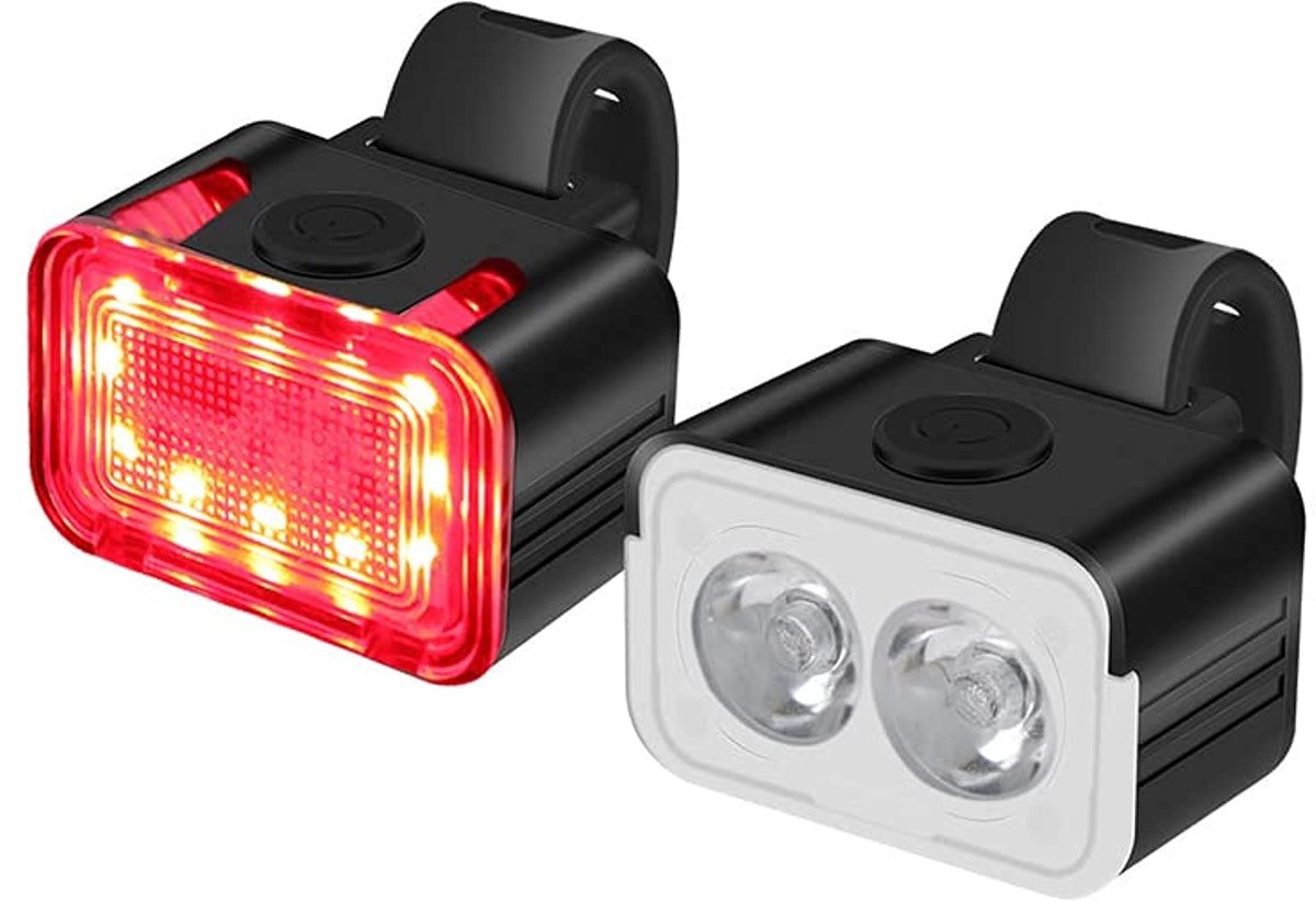 LED Bicycle Lighting - 2-piece - Front Light Rear Light - Bicycle Lamp - Small Bicycle Light - Bicycle Lights - Bicycle Lights - Waterproof / USB Rechargeable - Easy Installation - for Night Cycling/Back to School - Image 1