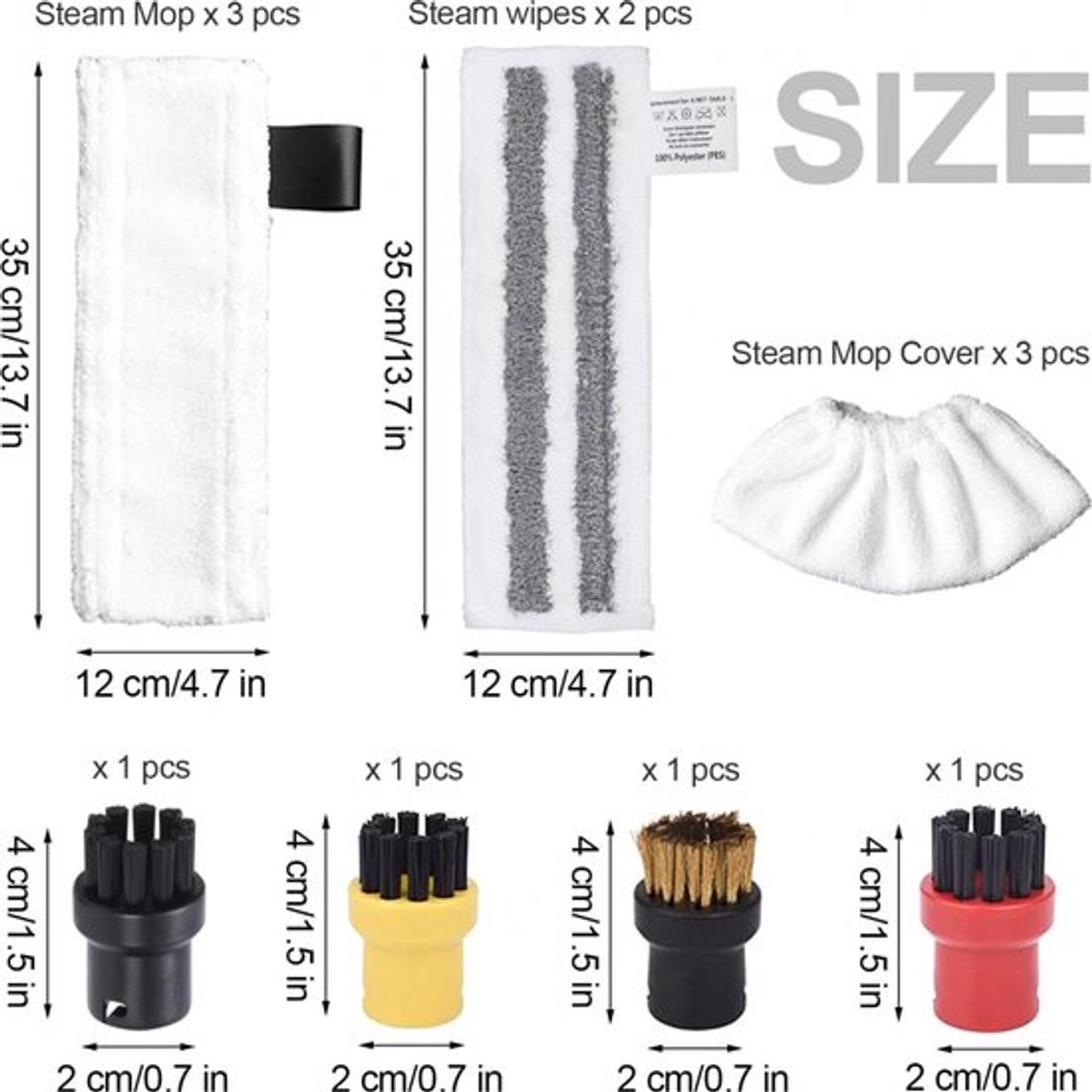 Accessory Set Suitable For Kärcher Easyfix Sc2, Sc3, Sc4 & Sc5 - Steam Cleaner Accessories - 12-Piece - Replacement Microfiber Cloths - Mop Pad - Steam Cleaner Brushes - Replacement Parts - Powerful Stain Removal - Image 5