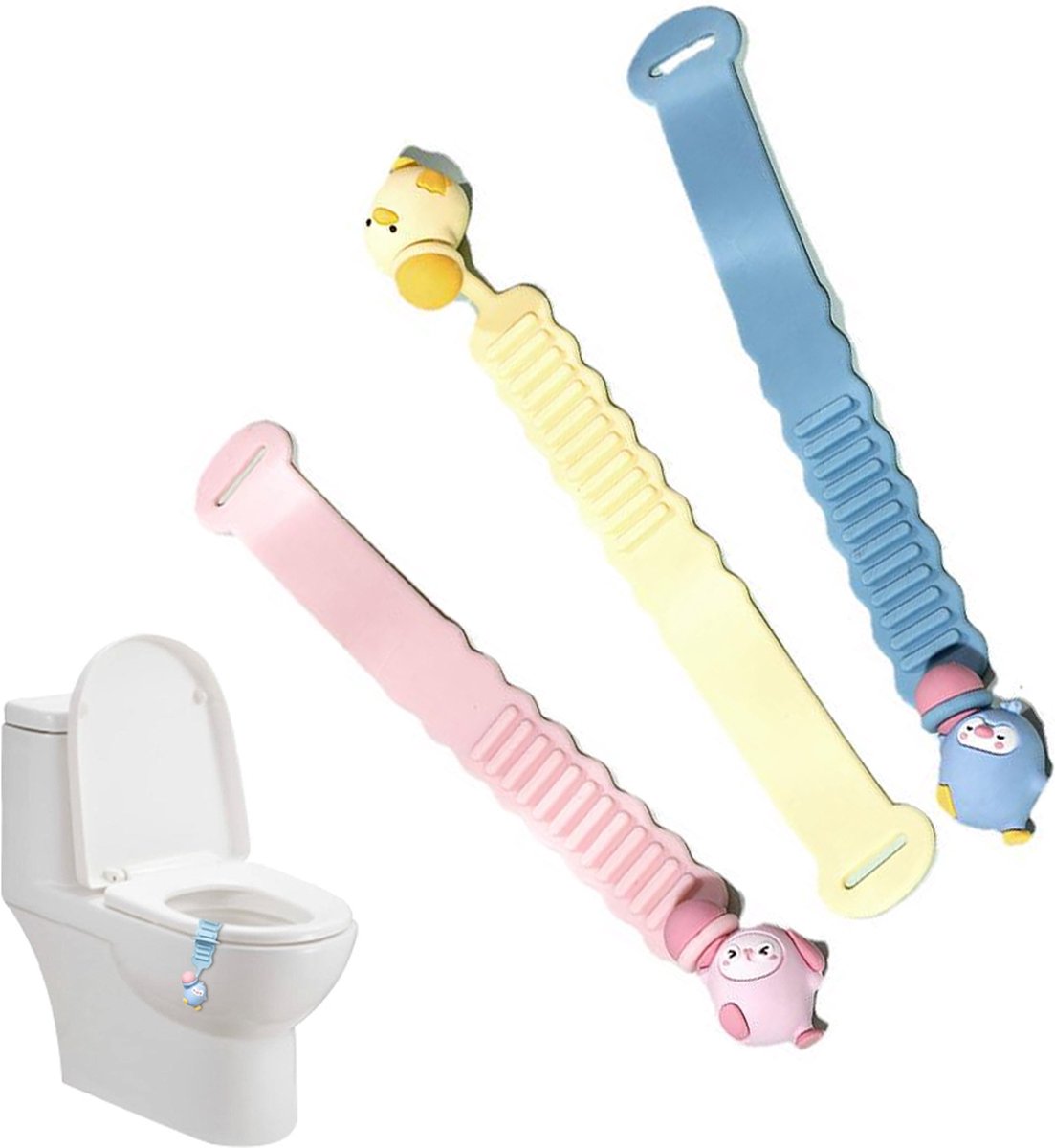 Toilet Seat Lifter Rings - 3 Pieces - Toilet Seat Lifter - Toilet Seat Lifting Device Touch - Toilet Lid Handle - Toilet Bowl Seat Lifter - Toilet Accessories - Hygienic Toilet Seat Lifting - Lid Handle - Multifunctional - Silicone - Hygienic - Image 1