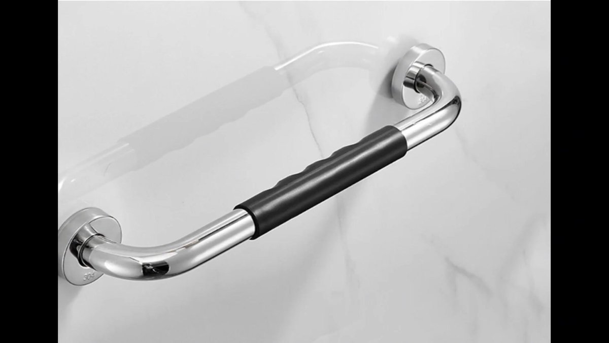 Wall Bracket - Extra Grip - Handle/Wall Grab Bar for Bathroom/Shower/Toilet - 30cm - Toilet Grab Bar - Bath Grab Bar - Shower Grab Bar - Non-Slip Grab Bar - Bathroom - Kitchen - Stairs - Kitchen Cabinet Handle - Furniture Hardware - Mounting Hardware Incl - Image 2