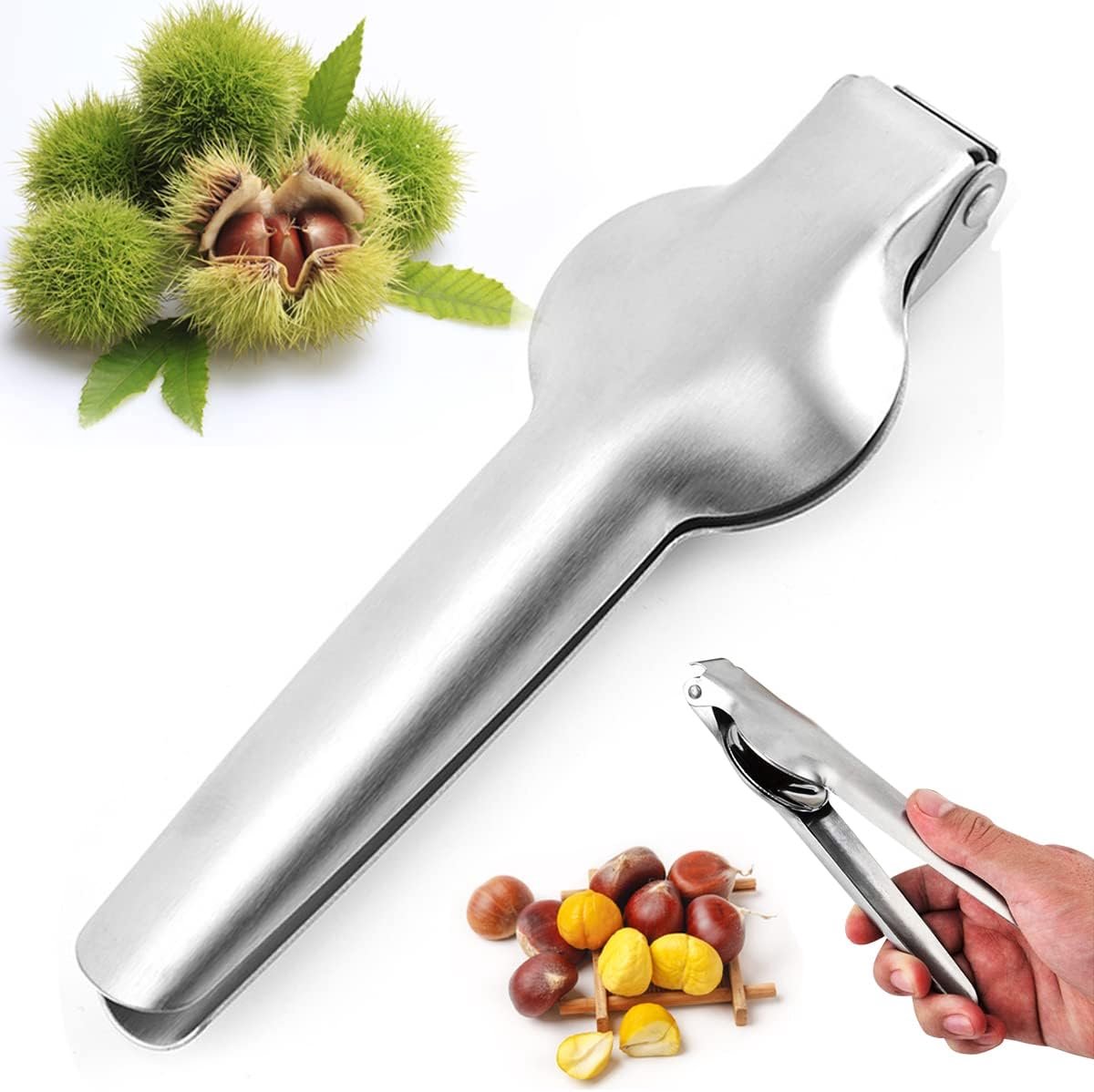 Nutcracker - Professional Walnut / Nut Cracker - Portable Christmas Nutcracker - Universal Chestnut Clip - High Quality Chestnut Tongs - nutcracker - Walnut Cracker - for walnuts / chestnuts / pecans and other nuts - Stainless Steel - Image 1