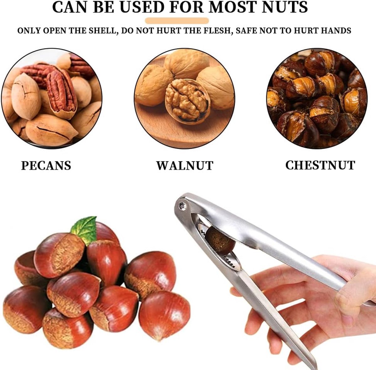Nutcracker - Professional Walnut / Nut Cracker - Portable Christmas Nutcracker - Universal Chestnut Clip - High Quality Chestnut Tongs - nutcracker - Walnut Cracker - for walnuts / chestnuts / pecans and other nuts - Stainless Steel - Image 5