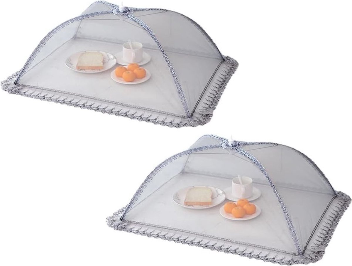 Fly Cover - 2 Pieces - Food Cover - Food Cover - 50 x 70 Cm - High Density - Foldable Food Covers - Food Cover - Perfect Protection For Food - For Barbecues, Picnics & Indoors - Protection Against Flies & Wasps - Image 1