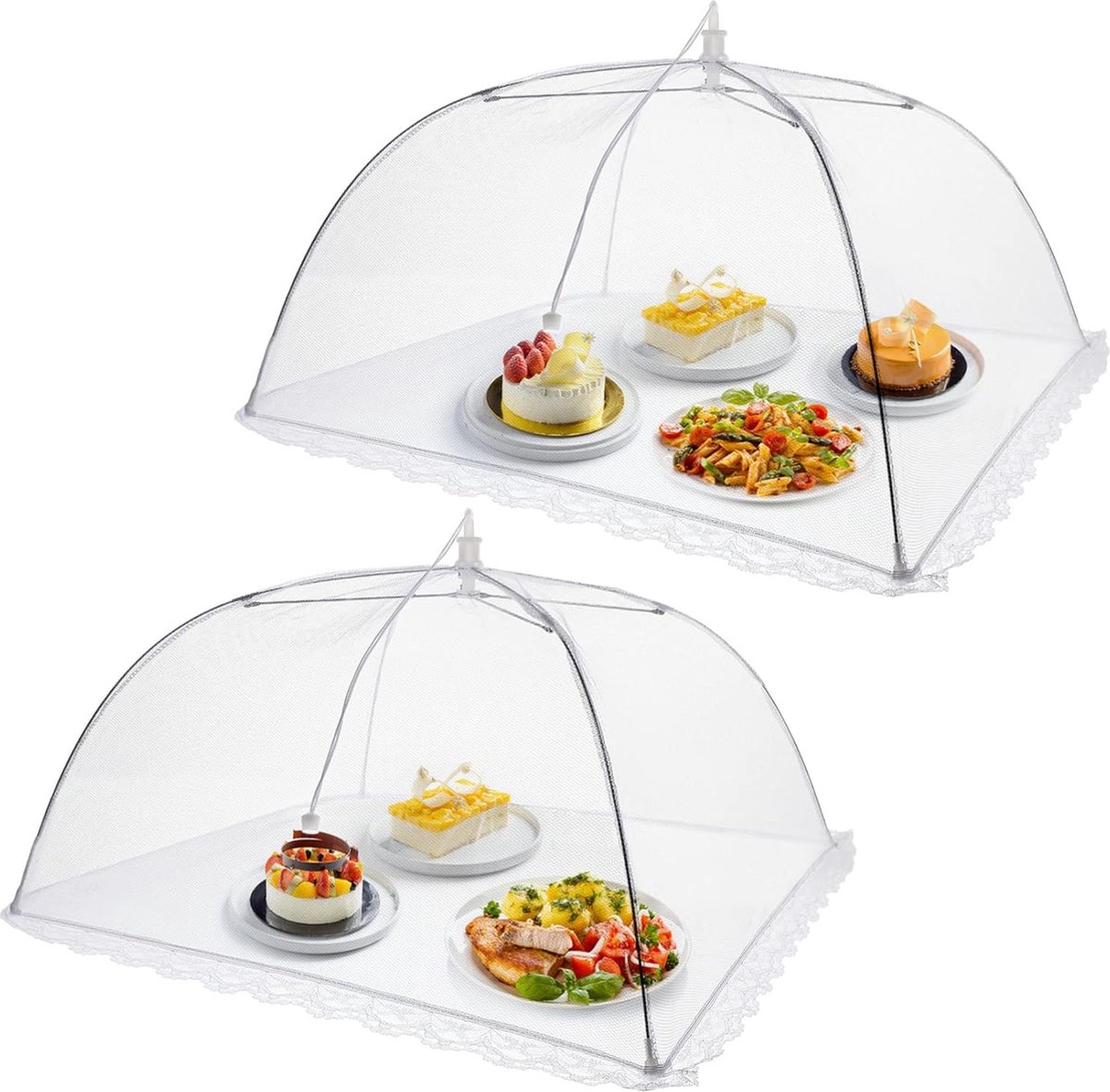 Fly Covers - Foldable Fly Covers 2 Pieces - Fly Cover - Flystopper - Foodcover - Pop Up Insect Net - Fly Covers/Insect Covers - For Barbecues, Picnics and Indoors - Protection Against Flies and Wasps - 35 x 35 x 22 cm - Image 1