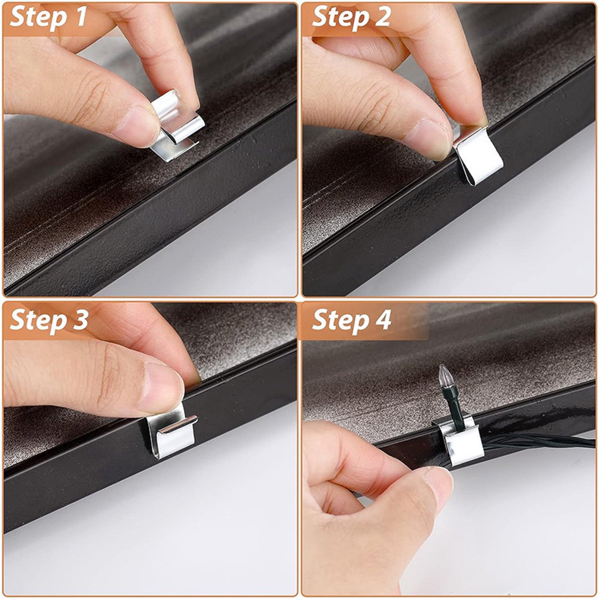 Cable Clips - 100 Pieces - Cable Holder - Halloween - Christmas - Nail Clip - Cable Tie - Clips - Cable Channel - Ties - Cable Lock - Cable Channels - Roof Hooks - Cable Clamp - Strong Clamping Force - 24 x 15 mm - Very Suitable for Party / Halloween / Ch - Image 3