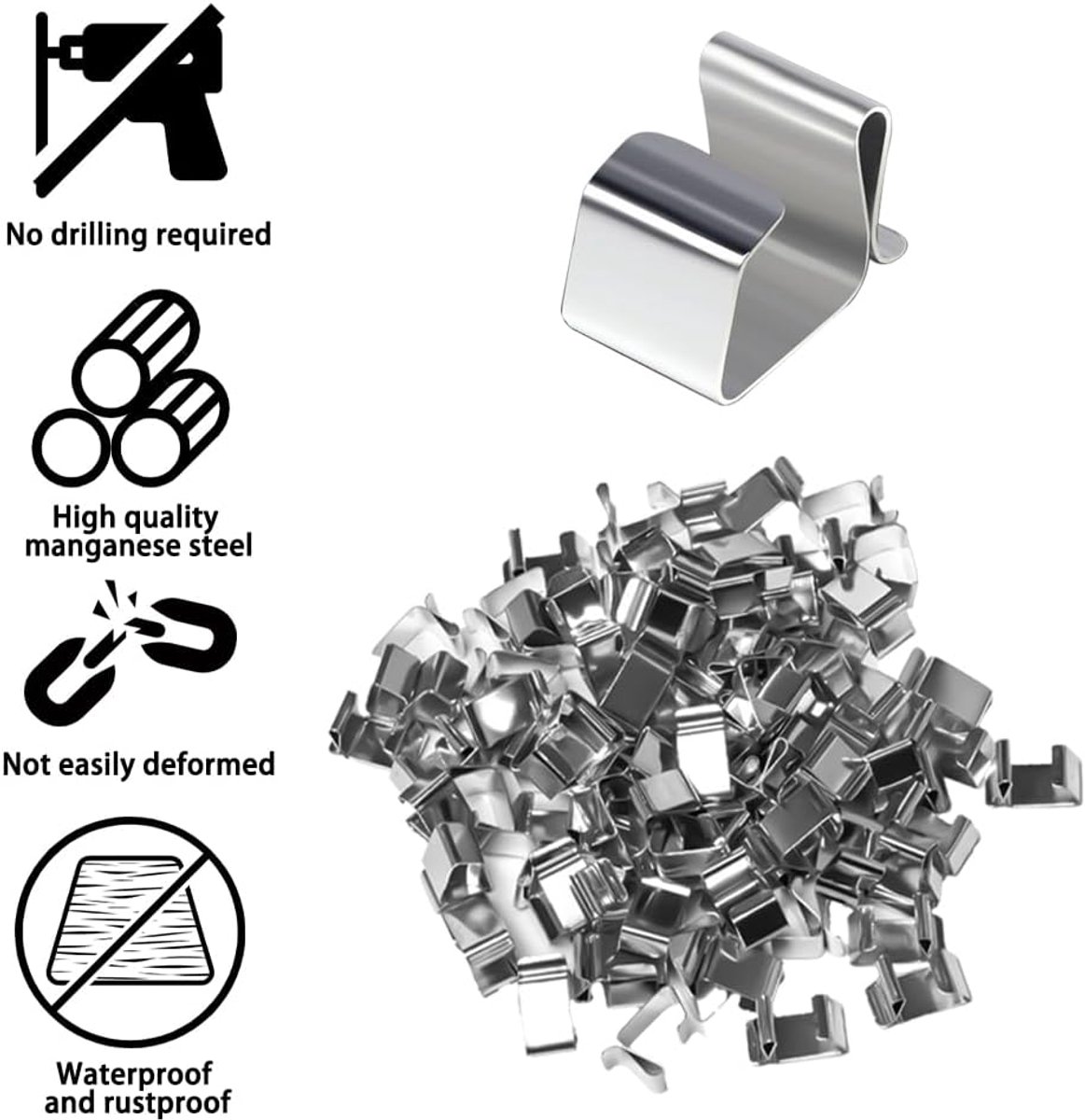 Cable Clips - 100 Pieces - Cable Holder - Halloween - Christmas - Nail Clip - Cable Tie - Clips - Cable Channel - Ties - Cable Lock - Cable Channels - Roof Hooks - Cable Clamp - Strong Clamping Force - 24 x 15 mm - Very Suitable for Party / Halloween / Ch - Image 4