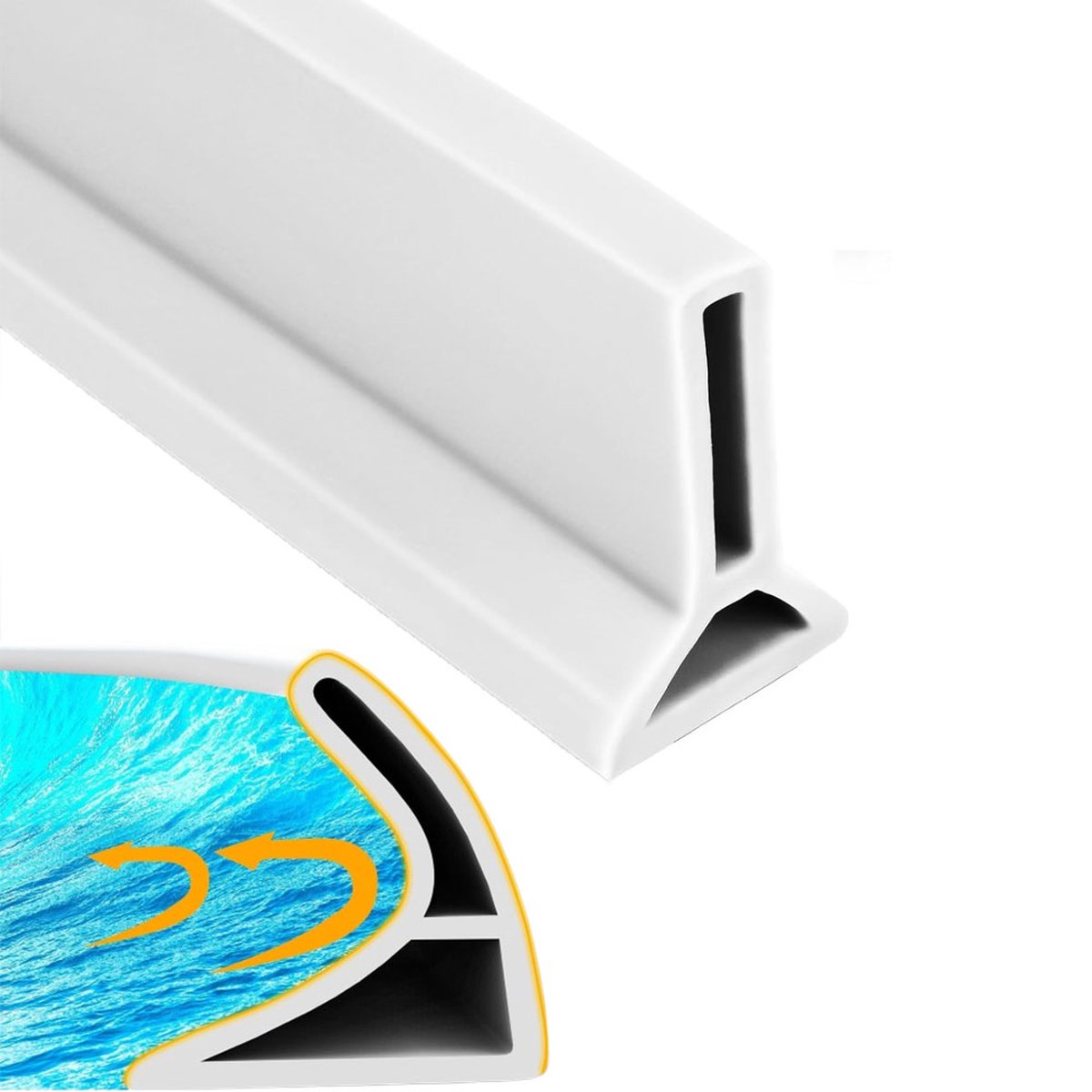 Shower Water Stopper - Self-Adhesive Shower Water Barrier - Shower Threshold - Water Threshold - 2 Meters - With Adhesive - Silicone - Sanitary Water Stopper - Anti-Water Strip - Water-Repellent Strips - Sealant Edge - Bathroom Water Threshold - Leak-Proo - Image 1
