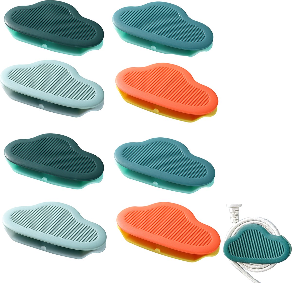 Cable Clips - 8 Pieces - Wire Organizer - Cable Holder - Cable Management - Cable Ties - Cable Organizer - Cable Organizer - Self-Adhesive - For Desk/Wall/Car/Office - For Headphones/Mouse/USB Cable - Image 1