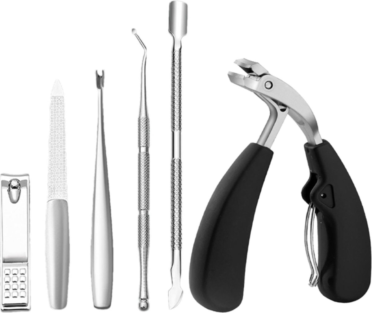 Nail Clipper Set with Nail File - Professional Nail Clipper - Nail Clipper - Toenails and Fingernails - Toenail Clipper - Nail Set for Fungal Nails - Ergonomic Design - For Thick Nails - 6 Pieces - Image 1