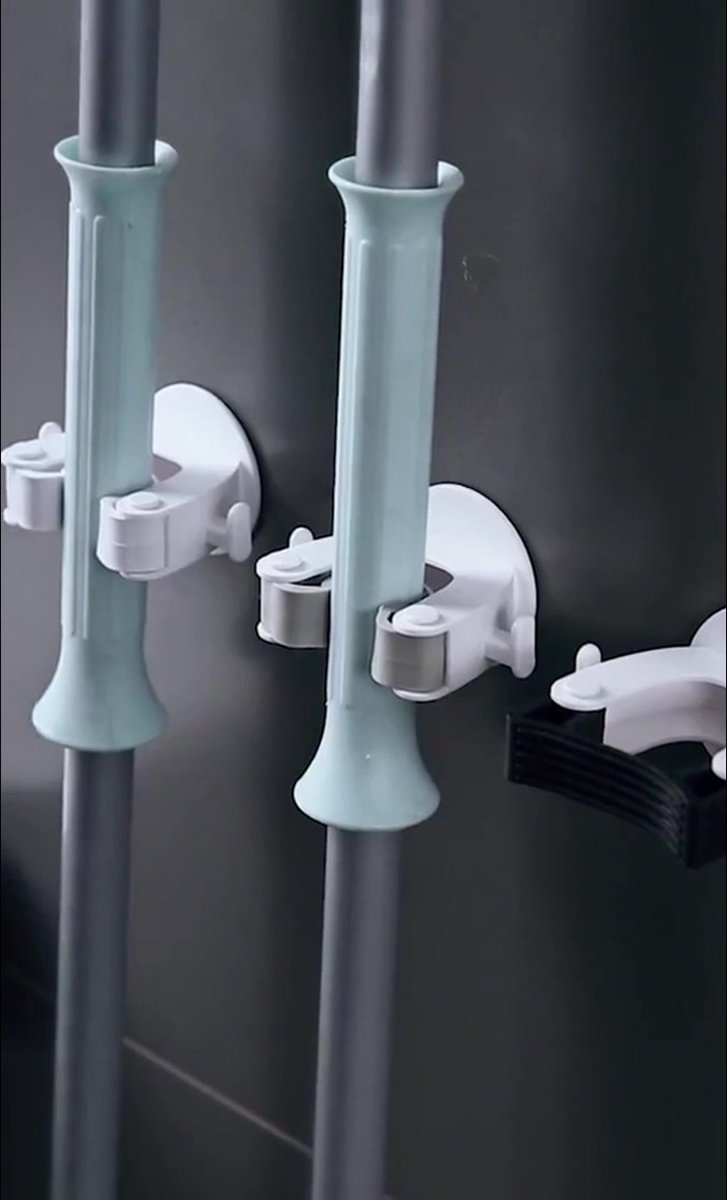 Broom Holder - 4 pieces - Self-adhesive - Broom Holder - ABS - Broom Hanging System - Broom Holder - Garden Tools - Tool Holder - White - Strong adhesion - No Drilling Required - Image 2