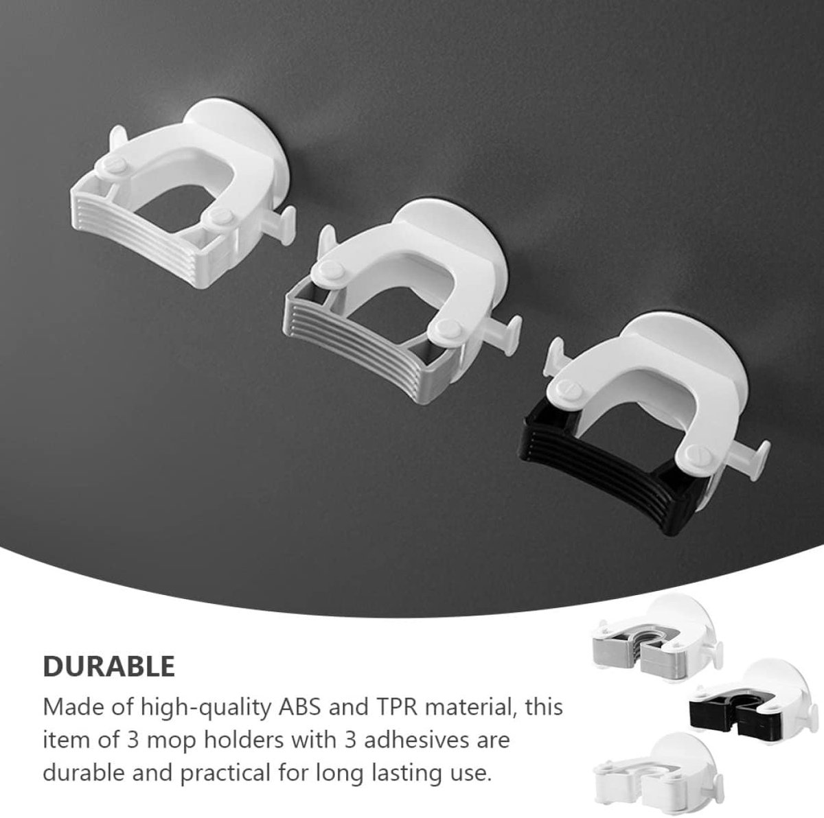 Broom Holder - 4 pieces - Self-adhesive - Broom Holder - ABS - Broom Hanging System - Broom Holder - Garden Tools - Tool Holder - White - Strong adhesion - No Drilling Required - Image 5
