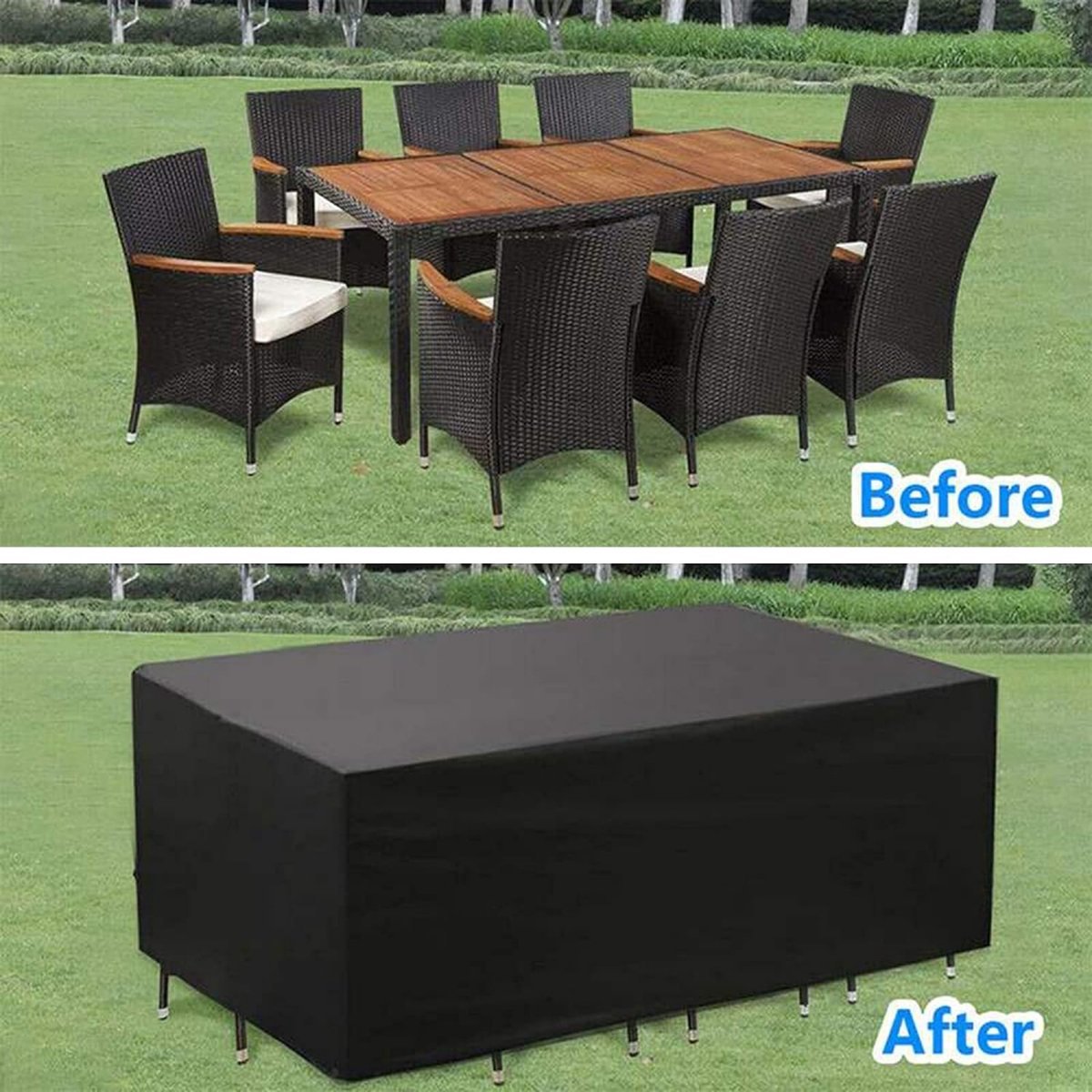 Garden Furniture Cover - 180*150*80cm - Table Cover Garden Furniture Cover - Waterproof & Dustproof - UV Resistant - Weatherproof - 210D Oxford - Tear Resistant - Garden Table Covers - Cover For Garden - Protective Cover For Garden Furniture - Sturdy & Du - Image 2