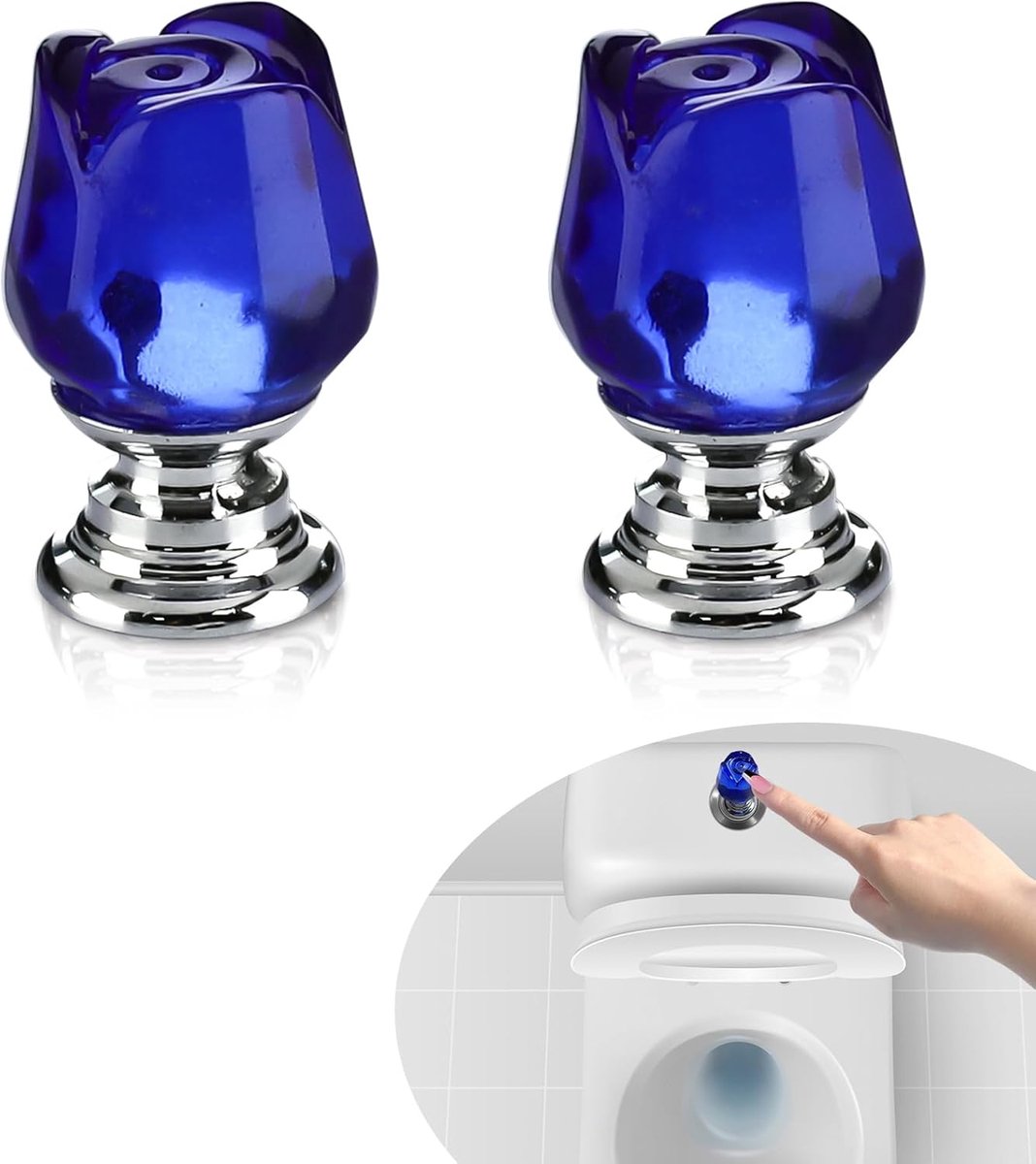Main Control Panel - 2 Pieces - Shaped Toilet Tank Button - Toilet Press Tool - Toilet Control Panel - Suitable For Toilet, Home Bathroom - Toilet Push Button - Toilet Tank Button Aid for Laundry Room - Blue - Image 1