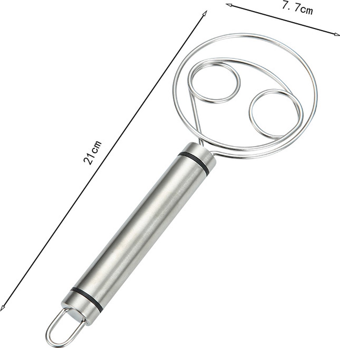 Dough Beater - 2 Pieces - Dough Whisk - Mixing and Beating - Danish Whisk - Dough Mixer - Spiral Whisk - Beating Dough - Egg Beater - Double Ring - Kitchen Utensils - For Baking in the Kitchen - Manual Dough Mixing - Bread Cake Making - Stainless Steel - - Image 5