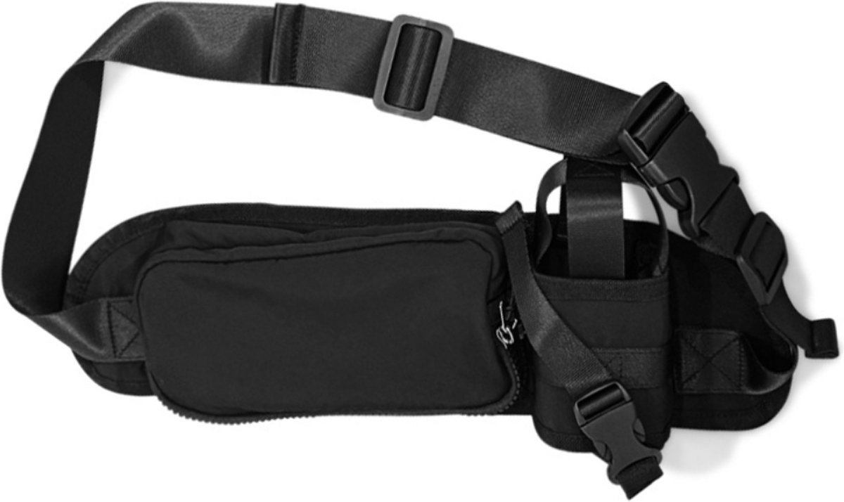 Waist Bag with Bottle Holder - Hiking Waist Bag with Bottle Holder - Outdoor Pouch Bag with Water Bottle / Bib Holder - Ideal for Festivals or Vacations - Multifunctional Strap - Adjustable - For Hiking, Dog Walks, Outdoor Activities - Black - Image 1