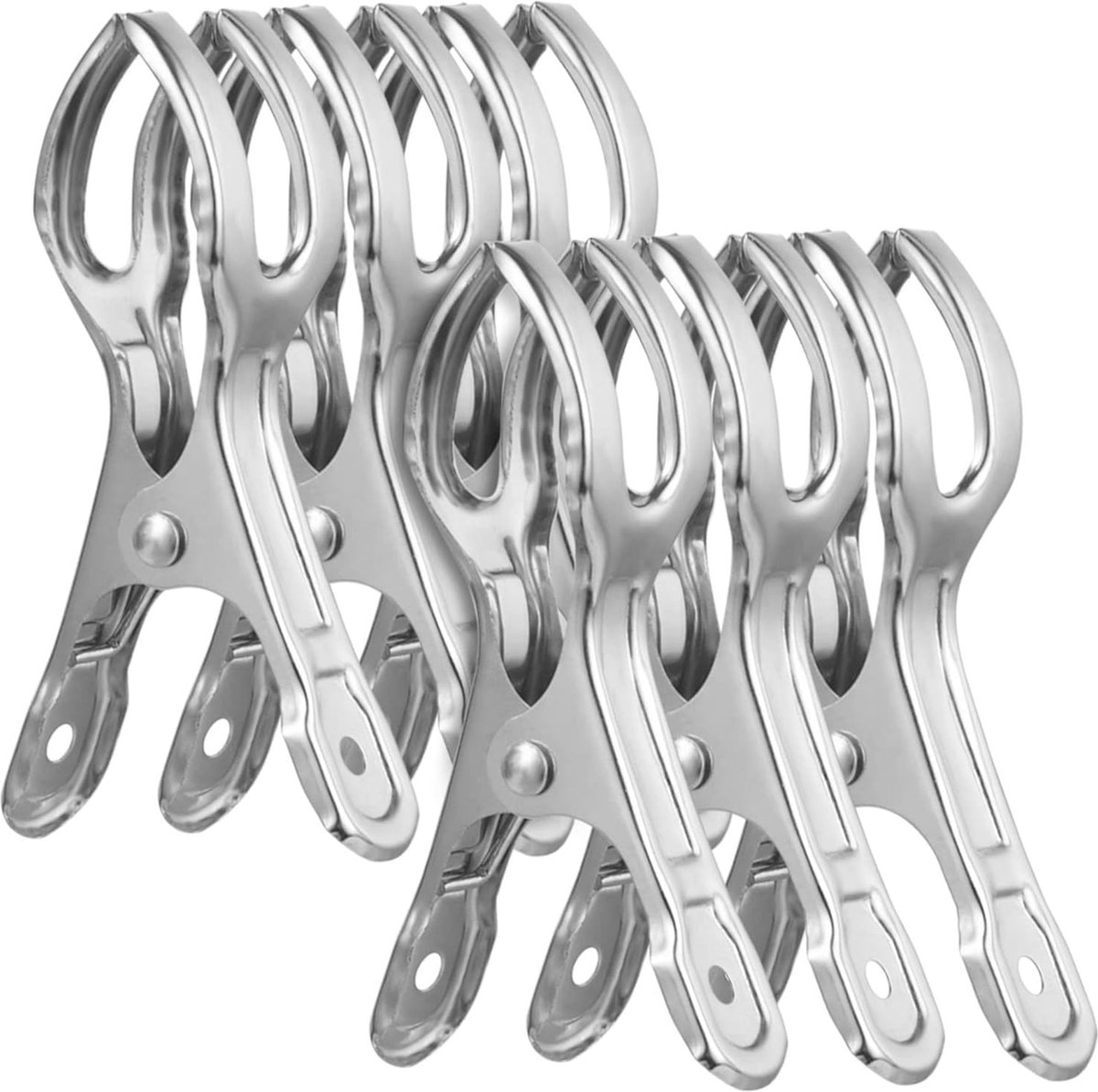 Clothes Pegs - 18 Pieces - Beach Towel Anti-Wind Pegs for Beach Chair - Stainless Steel - Large - Opening 6 Cm - Clothes Rack Pegs - Anti-Slip Clip - Skirt Clip - Quilt - Sheet - Bath Towel - Extra Long and Sturdy - Durable - Image 1