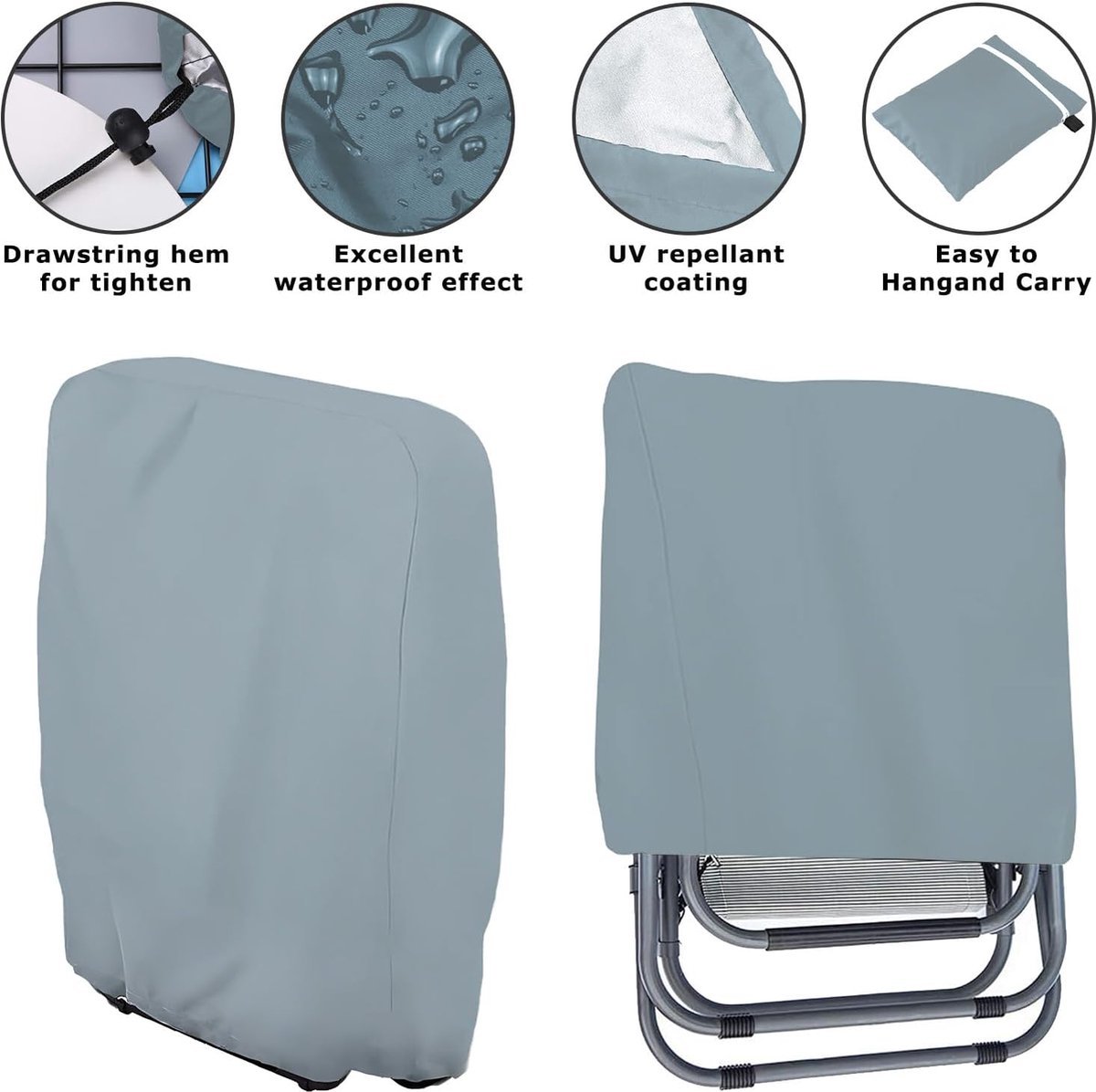 Waterproof Chair Cover - Garden Furniture Protective Cover - Garden Chair Cover - Garden Furniture Cover - Chair Cover for Garden Chairs - Cover for Folding Chairs - Weatherproof Chair Protective Cover - For Outdoor Use in the Garden, Balcony, or Terrace - Image 5