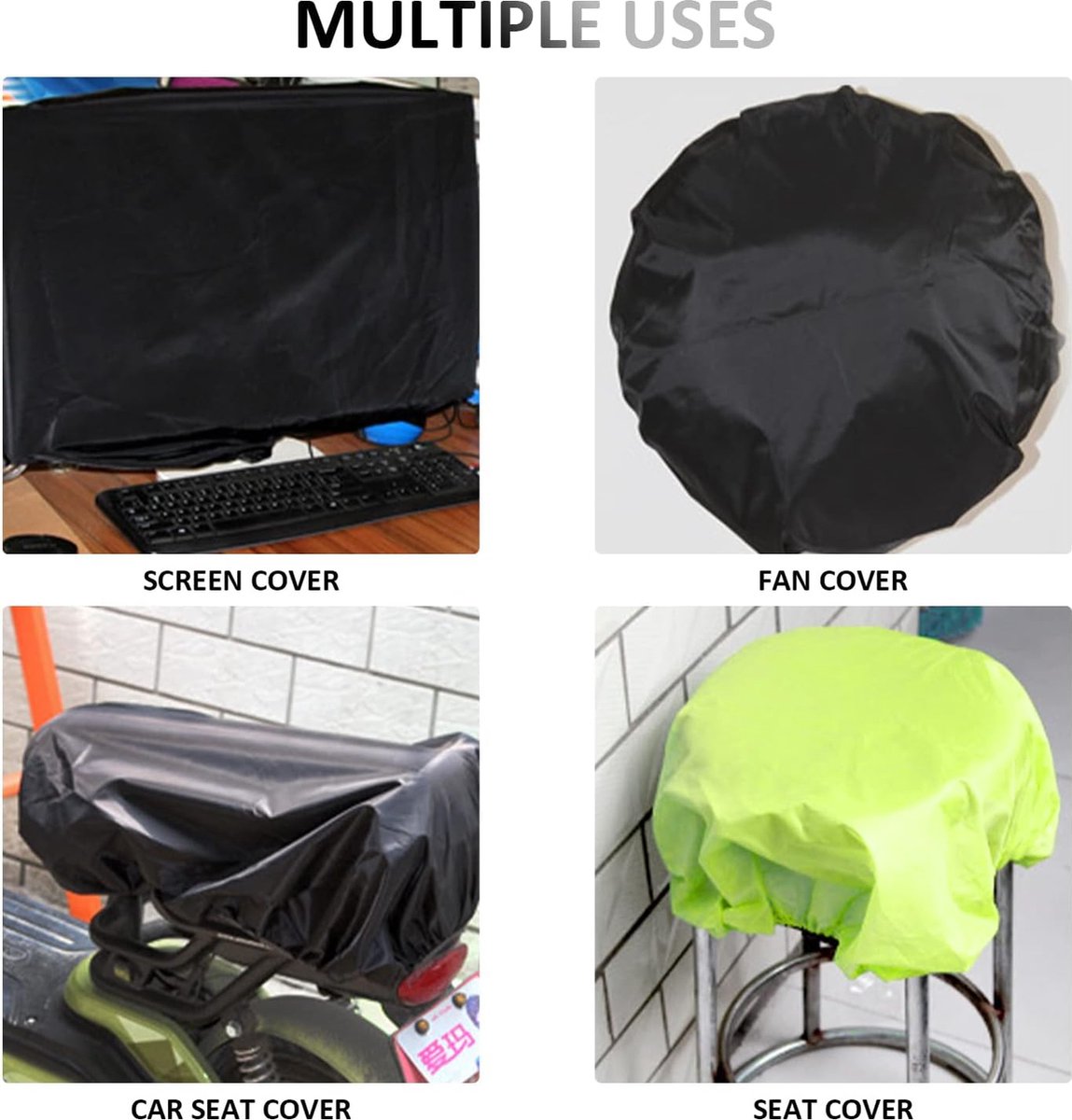 2-Piece Waterproof Backpack Cover - Reflective Rain Cover Backpack - 45 to 55 Liters - Waterproof Backpack Rain Cover - Reflective Backpack Covers in Polyester - Black & Green - Size L - Waterproof Backpack Cover for Outdoor Hiking Driving Climbing - Image 5