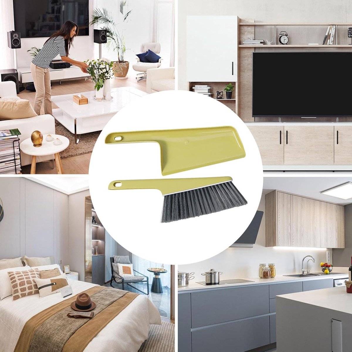 Dusting brush - Dustpan and brush - Dust brush - Bed sweeping brush - Sofa brush - Cleaning products - Household cleaning tools - With handle - For sofa, clothing, bed, duvet - Multifunctional - Plastic - Universal - Yellow - Image 3