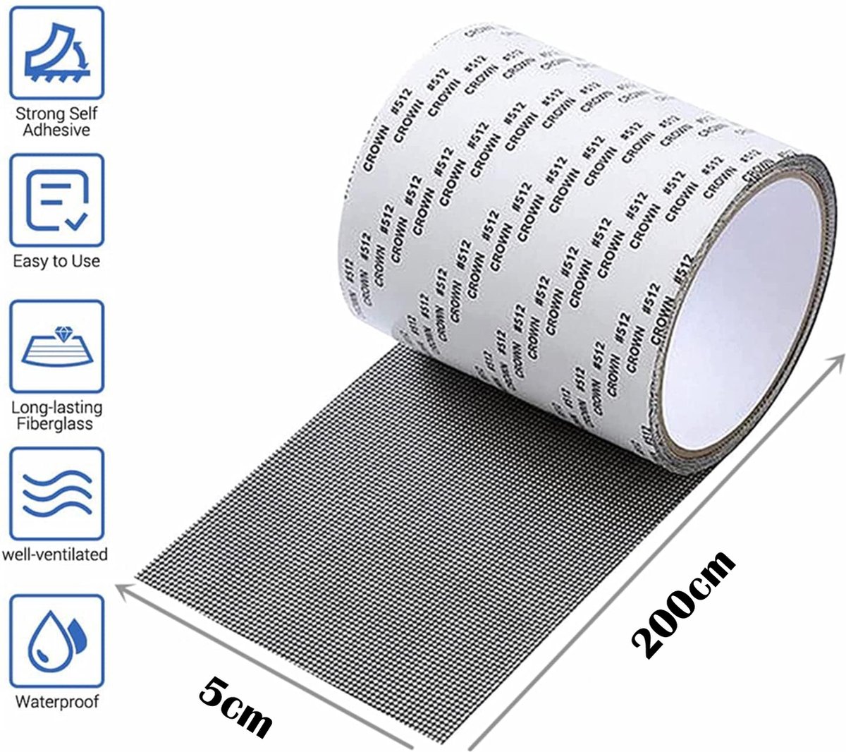 2 Pieces - Screen Repair Tape - 2M x 50mm - Mosquito Net Adhesive Tape - Window Screen Tape - Screen Repair Tape - Fly Curtain Tape - Screen Mesh Tools - For Repairing Windows and Doors - Strong Fiberglass Adhesive Tape - Window Screen Tape - Black - Image 3