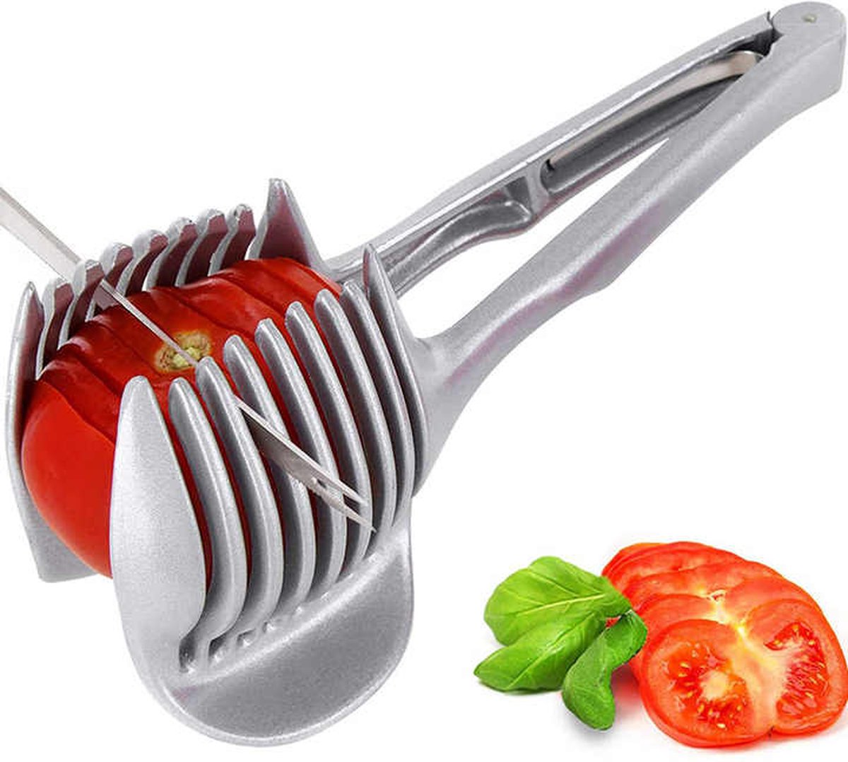 Tomato Slicer - Potato Slicer - Egg Slicer - Egg Slicer - Vegetable Slicer - Egg Slicer - Tomato Cutting Aid - Onion Slicer - Citrus Slicer - Tomato Tongs - Multifunctional - Kitchen Cutting Aid - Kitchen Tool - With Grip - Anti-Slip - Stainless Steel - Image 1