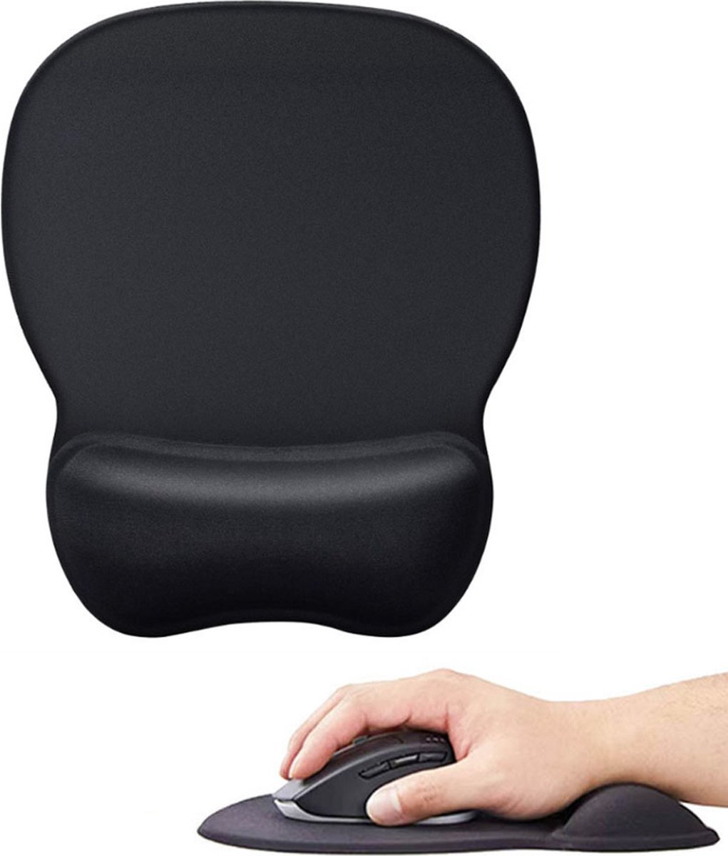 Mouse Pad with Wrist Rest - Ergonomic Mouse Pad - Gel Mouse Pad - Non-Slip - Prevent Wrist Fatigue - Suitable for Gaming, School, and Office - 24 x 21 cm - Black - Image 1