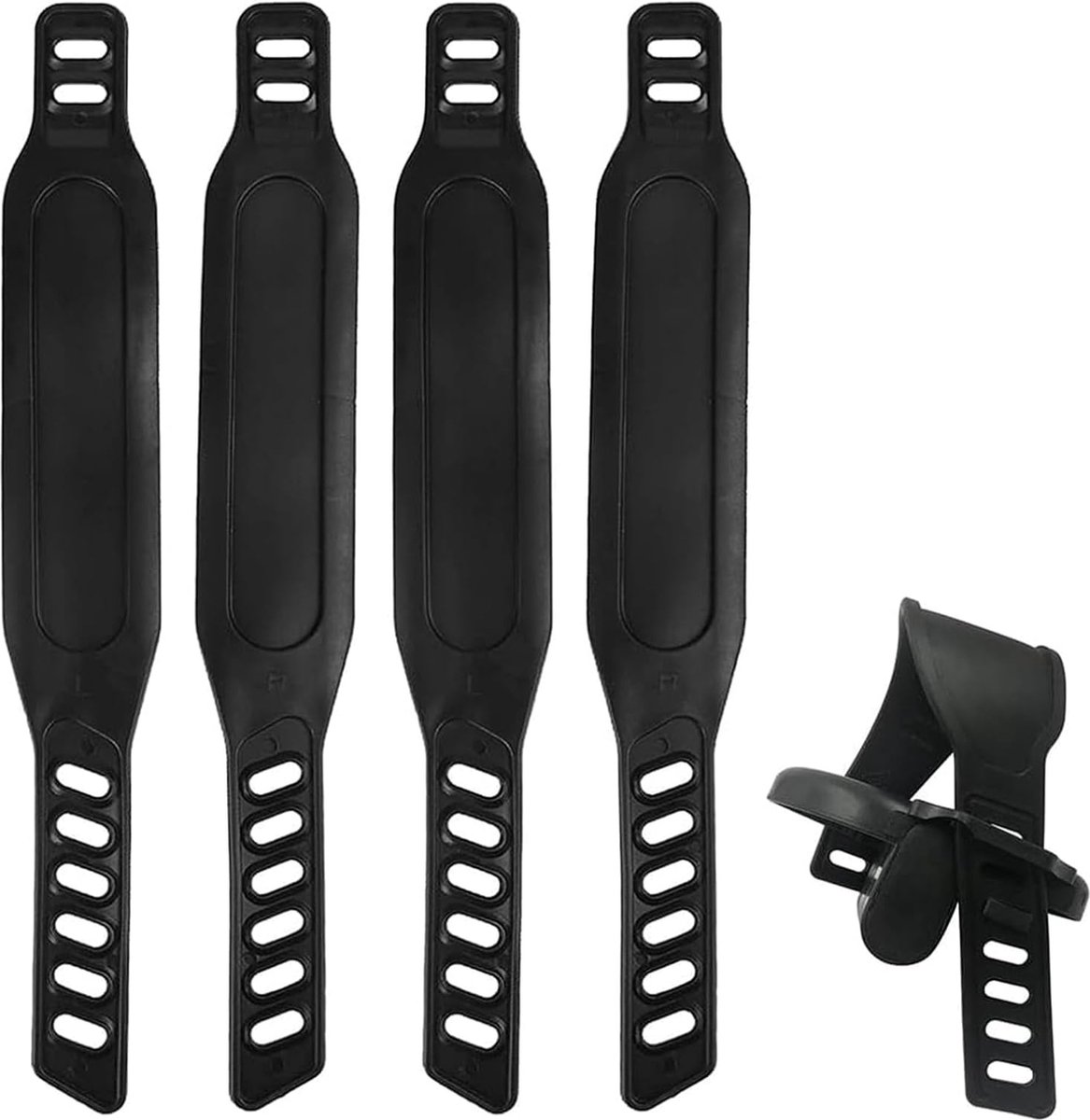 Bicycle Accessories - 2 Pairs - Bicycle Straps - Pedal Straps - Exercise Bike Pedal Straps - Rubber Pedal Straps - Adjustable Length Universal Pedal Strap - Rubber Anti-Slip Exercise Bike Parts - Strength Training Accessories - Black - Safety - Image 1