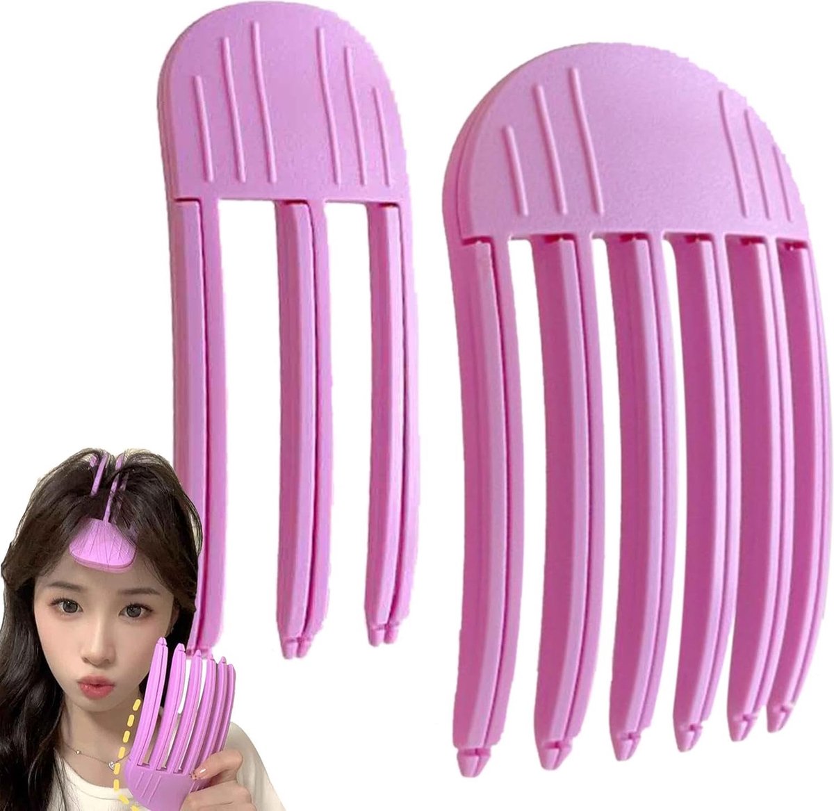 Hairdresser Hair Clips - Hair Root Clip - Sectioning Clip - Hair Clip with Artifact - Hair Root Hair Clip - Hairpin Without Traces - High Skull Top Fixed Forehead Hairpin Create Swollen Hair Roots - Pink - 2 Pieces - Image 1