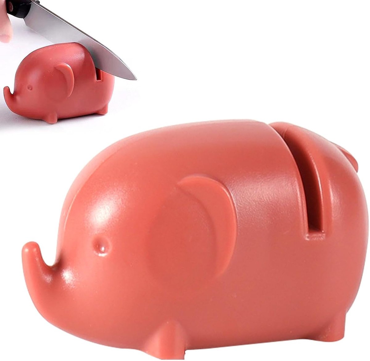 Knife Sharpener - Pull-through Sharpener - Anti-Slip Knife Sharpener - Knife Sharpener - Whetstone - Knife Sharpening System for Kitchen Knives - With Anti-Slip Base - Simple and Safe - Red - Image 1