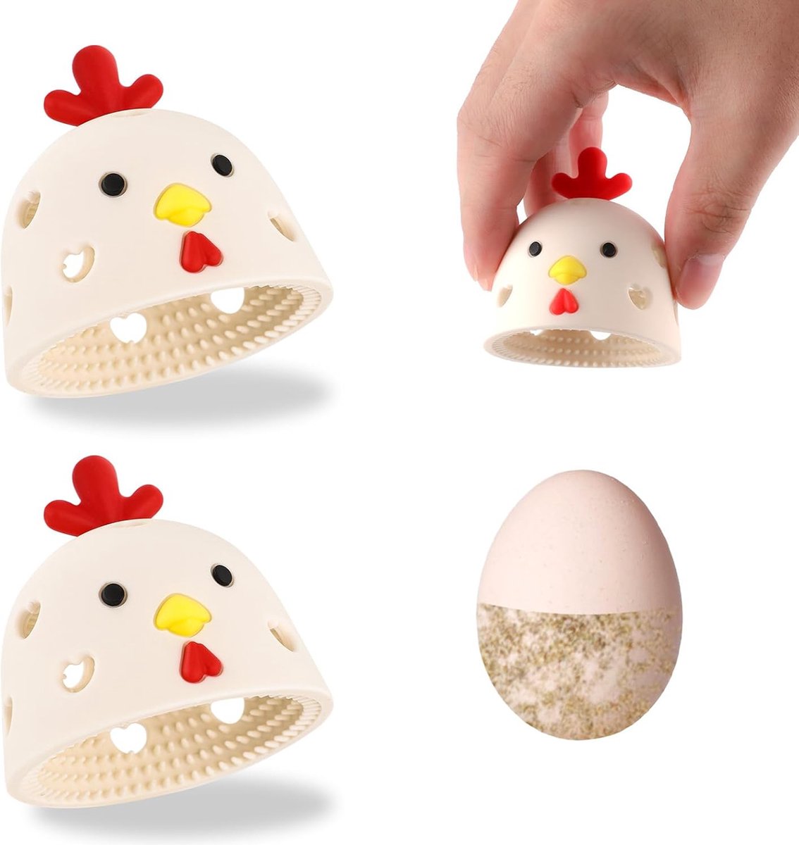 Egg Cleaning Brush 2 Pieces - Silicone Egg Brush Cleaner - Kitchen Accessories - Fresh Egg Brush Cleaner - Kitchen Brushes - Chicken Head Shaped Egg Brush Cleaner - Multifunctional Egg Scrubber - Reusable Egg Washing Tool For Fresh Eggs - Image 1