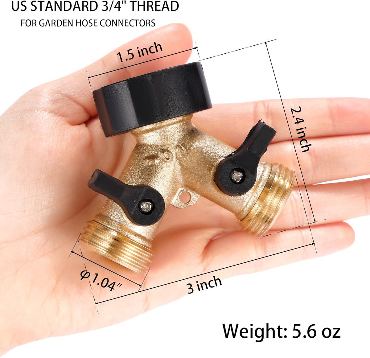 Y-Piece Tap - 3/4 - Tap Splitter - Water Distributor - Outdoor Tap - 2-Way Water Distributor – Brass - G 3/4