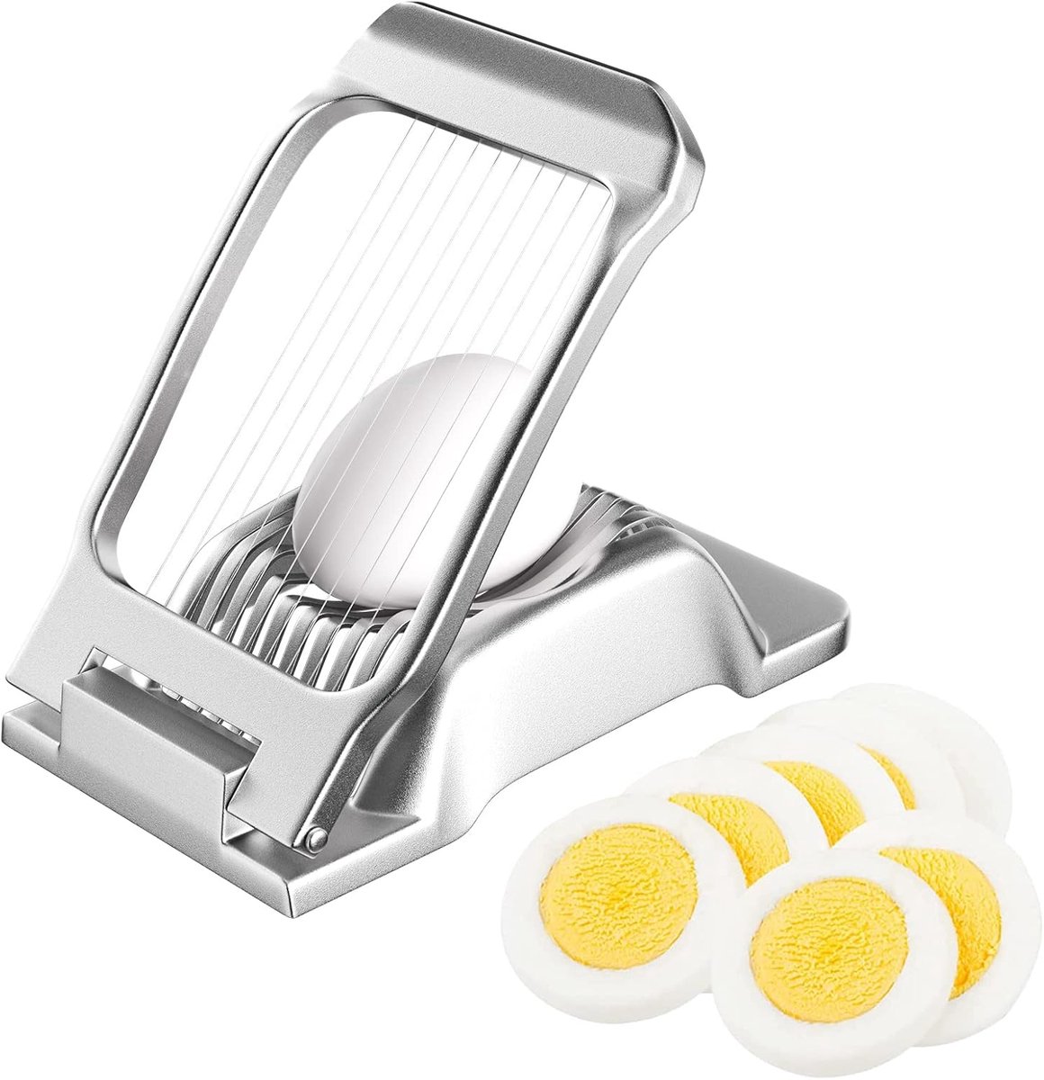 Egg slicer - Professional egg slicer - Mushroom slicer - Multifunctional - robust - Dishwasher safe - Kitchen tools - for eggs kiwis strawberries banana ham sausage - stainless steel - Image 1