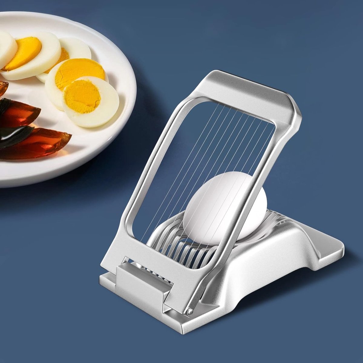 Egg slicer - Professional egg slicer - Mushroom slicer - Multifunctional - robust - Dishwasher safe - Kitchen tools - for eggs kiwis strawberries banana ham sausage - stainless steel - Image 2