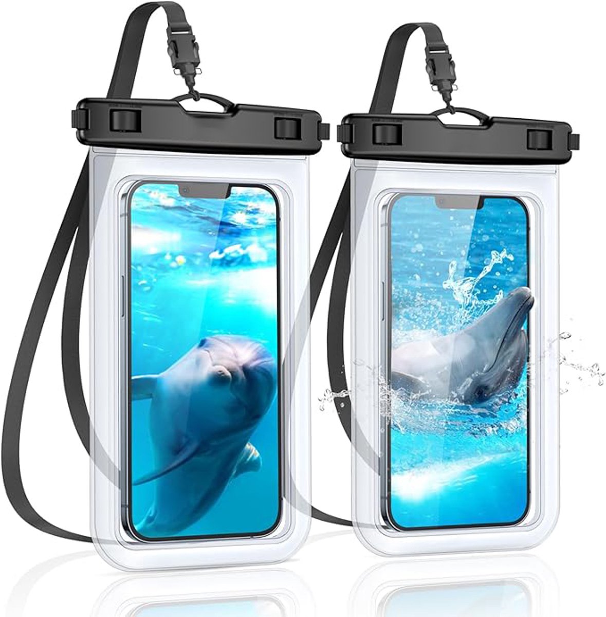 Waterproof Phone Cases - 2-Piece - Professional Dry Bag - Premium Quality Waterproof Phone Pouch - Underwater Case - for Vacation / Touring / Swimming - for Smartphones / Passport / Payment Cards - IPX8 Waterproof - Black - Image 1