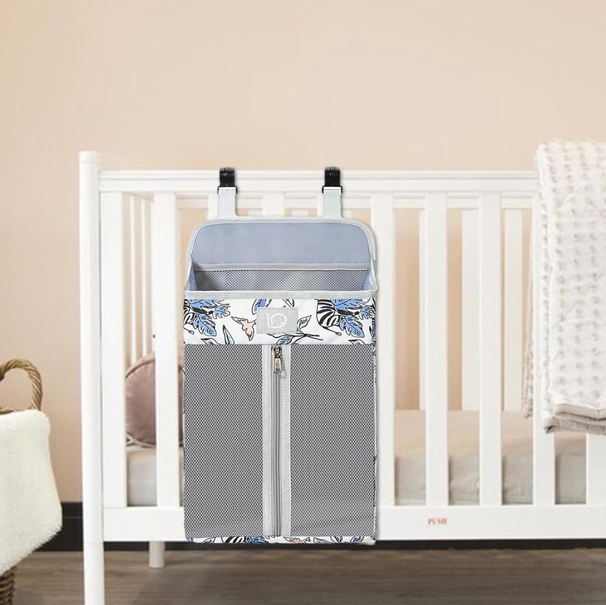 Diaper Bag - 2 Pieces - Changing Table Basket - Diaper Basket - Hanging Diaper Box for Babies - Large Changing Table - Diaper Organizer - Toy Basket - For Baby Bottle Tissue - For Crib/Child/Nursery/Travel/Car - For Nursery Accessories - 43x26x18cm - Image 4