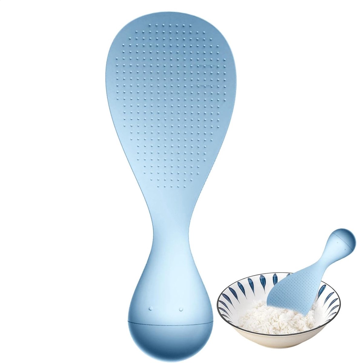 Rice Spoon - High Quality Serving Spoon - Drop-Proof Rice Spoon - Creative - Professional Rice Spoon - Non-Stick - Heat Resistant Kitchen Rice Spoon - Non-Slip Design - Silicone - Easy to Clean - Upright - White - Image 1