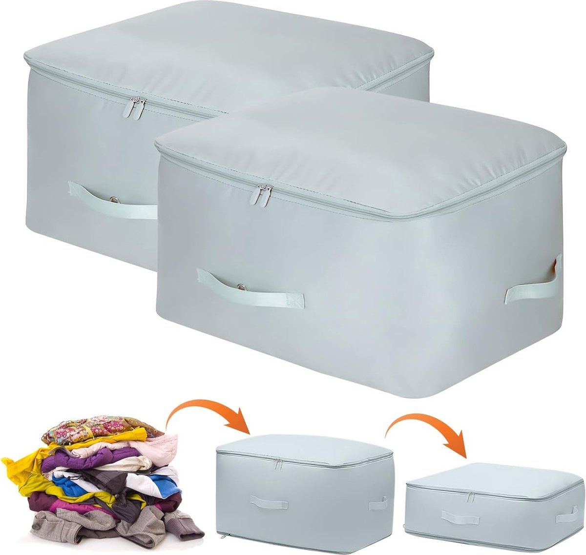 Storage Bag - Organizer - Storage Bags - Movable Organizer Bags - Space-Saving Bags - Storage Bag - Organizer - For Blankets/Pillows/Clothing/Duvet - Self-Compressing - With Zipper Handles - Compact - Movable - 54x42x30cm/54x42x50cm - Image 1