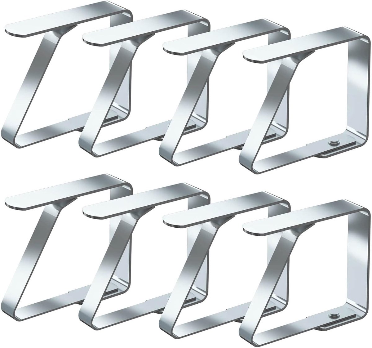 Tablecloth Clips - 8 Pieces - Tablecloth Clips - Sturdy Table Clips - Stainless Steel - Secure Tablecloth - for Tablecloth - Indoor and Outdoor - Garden Items - Silver - Image 1
