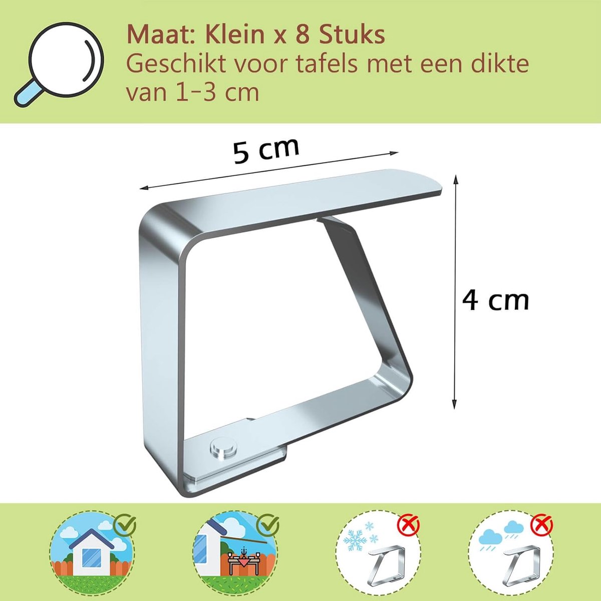 Tablecloth Clips - 8 Pieces - Tablecloth Clips - Sturdy Table Clips - Stainless Steel - Secure Tablecloth - for Tablecloth - Indoor and Outdoor - Garden Items - Silver - Image 2