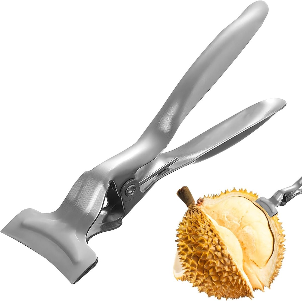 Peeler - Multifunctional - for Fruit - for quick peeling - Save time and effort - Durian Opener Tool - Watermelon Opener - Durian Peel Breaking Tool - Anti-rust stainless steel - for household use melon - silver - Image 1