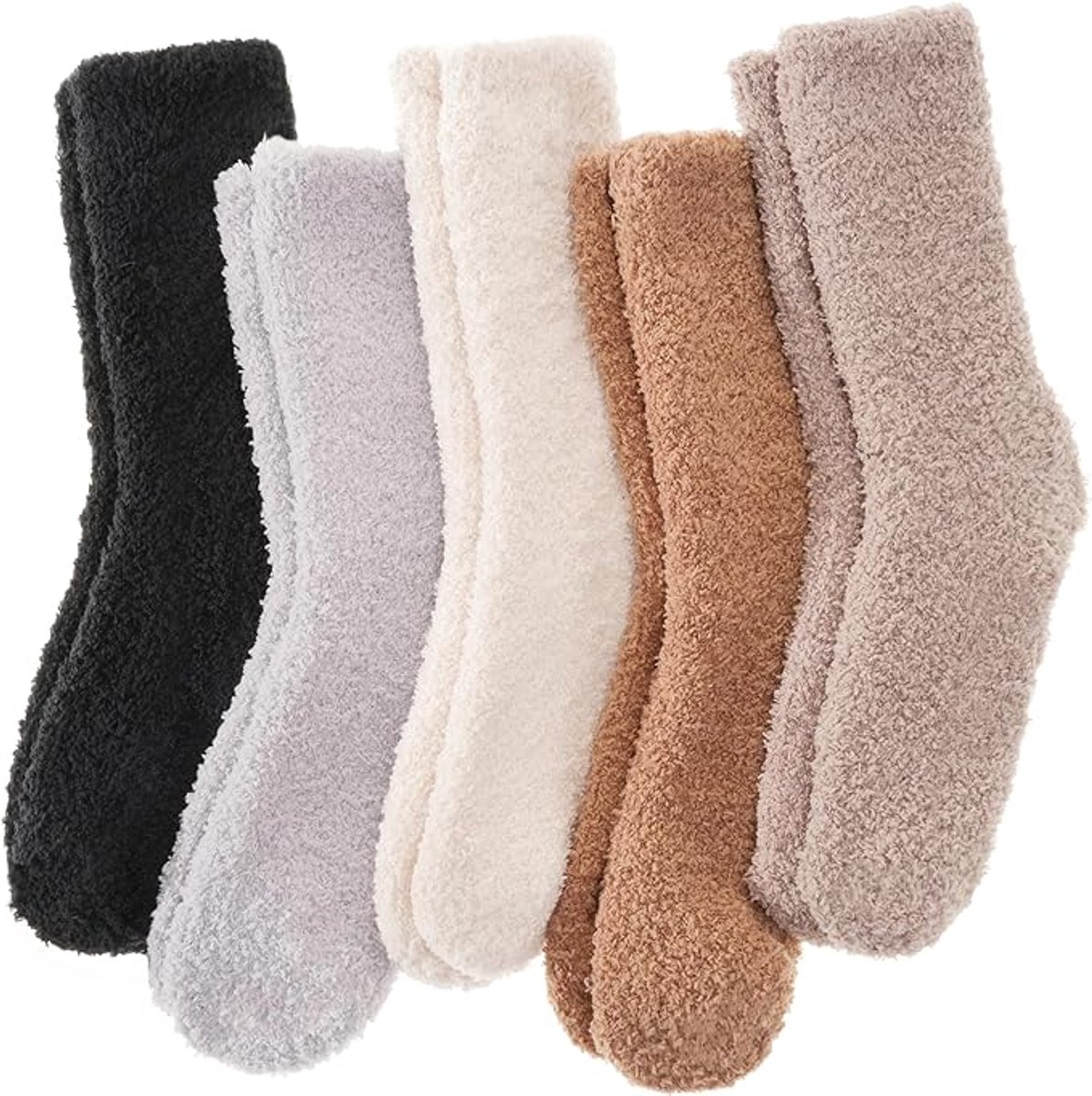 5 Pairs - socks - Warm Fuzzy Fleece Socks - Women's House Socks - Warm Winter Socks - Fluffy Socks - Sleep Socks - House Socks - Stockings - keep warm - coral fleece - Plush and comfortable - thick plush socks - center tube socks - Image 1