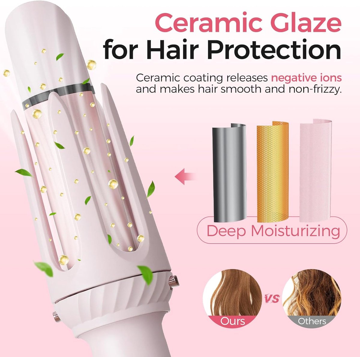 3 in 1 Curling Iron - Automatic Curling Iron - Straightener - Hair Curler - Straightening Brush - 25mm and 32mm - French Wave Curling Iron - Heated Brush - Portable Rotary Curling Iron - Heat and Travel Protection - Curling Irons - Thermal Brush - 3 in 1 - Image 2